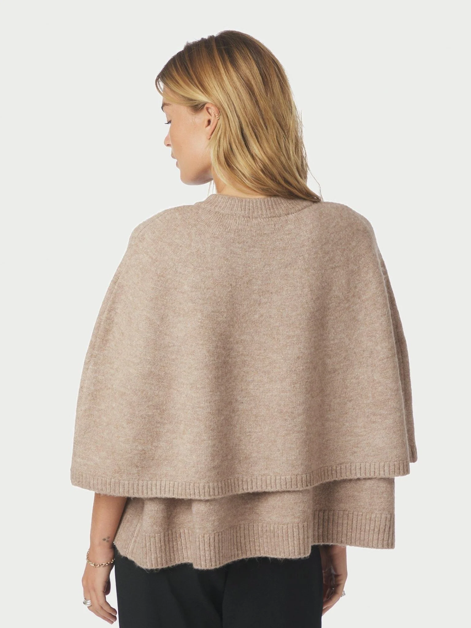Josei Double Knit Cape Beige Melange - Image 4