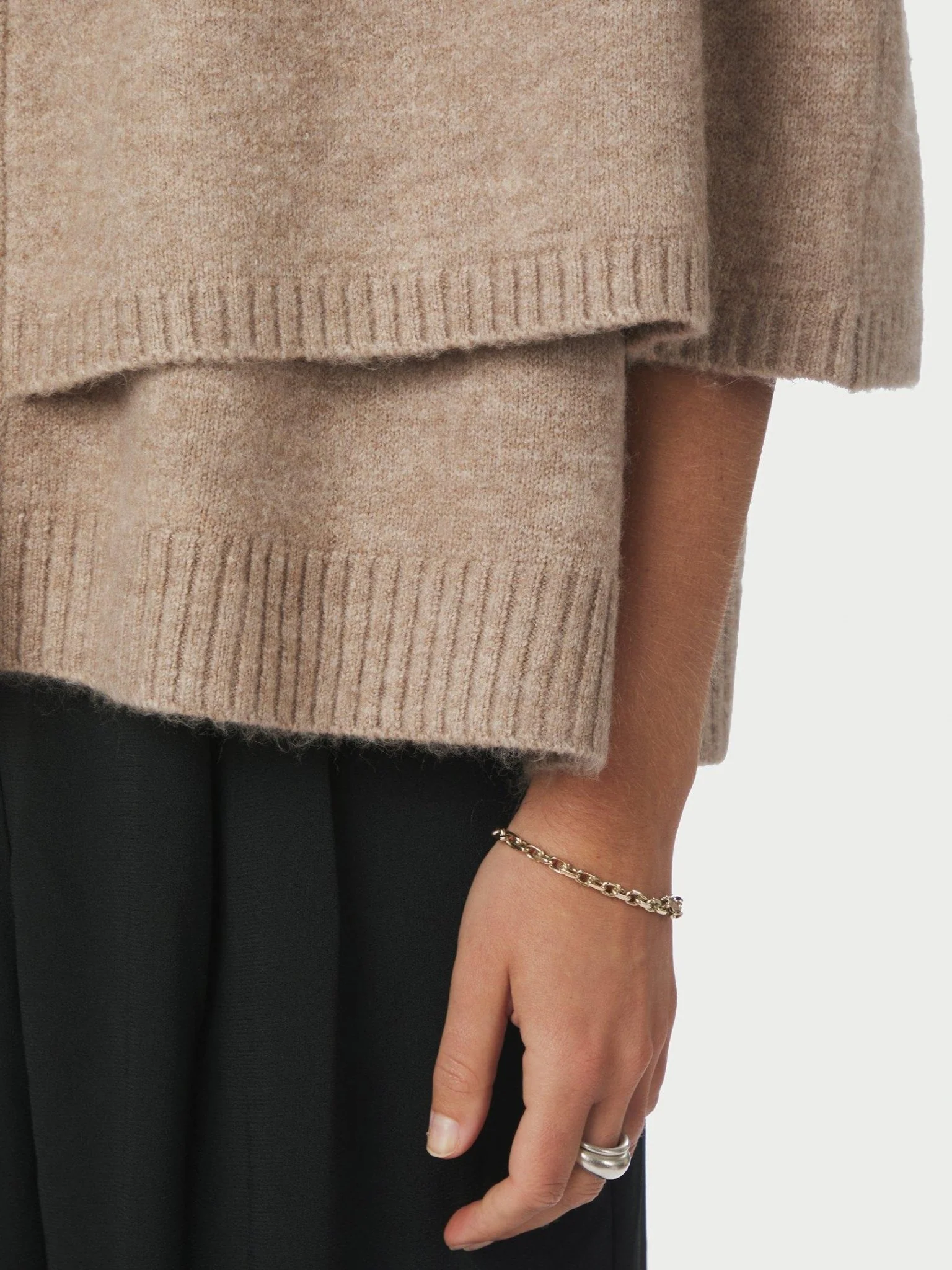 Josei Double Knit Cape Beige Melange - Image 5