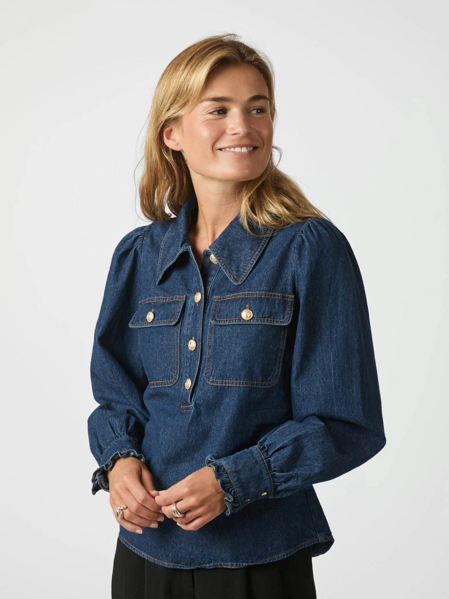 Lio Denim Blouse Blue - Image 6