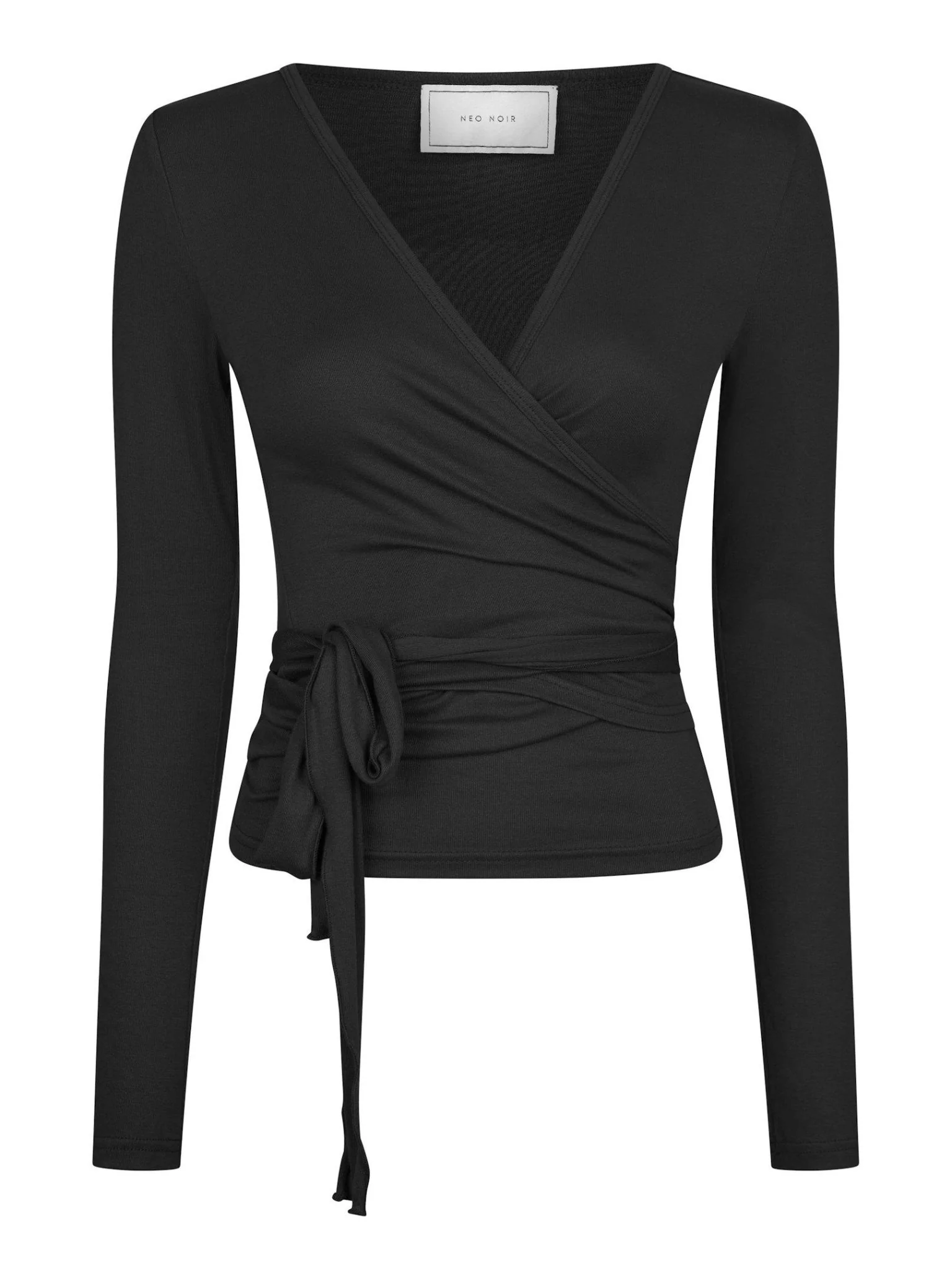 Nia Jersey Wrap Blouse Black