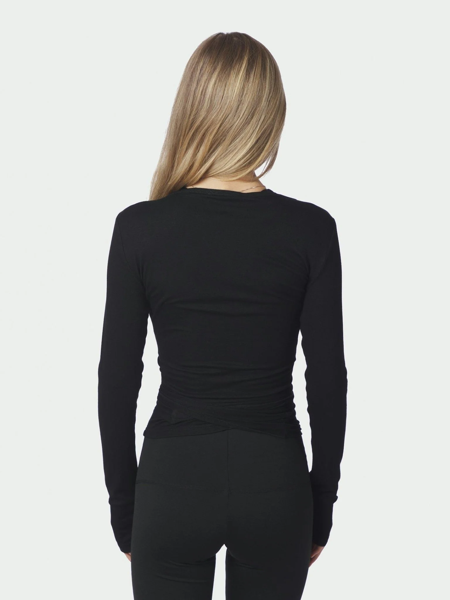 Nia Jersey Wrap Blouse Black - Image 7