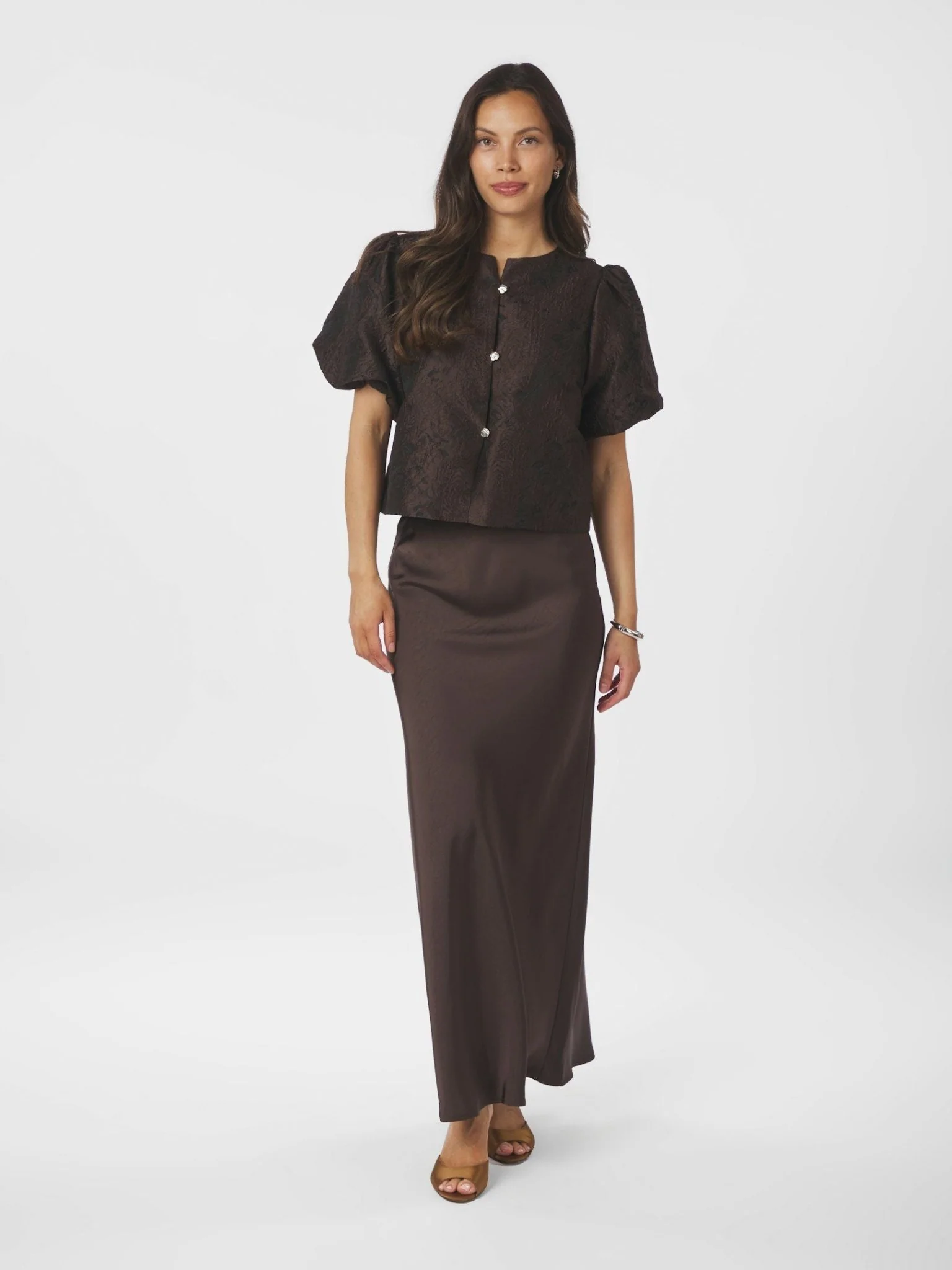 Aisa Brocade Blouse Dark Brown - Image 10