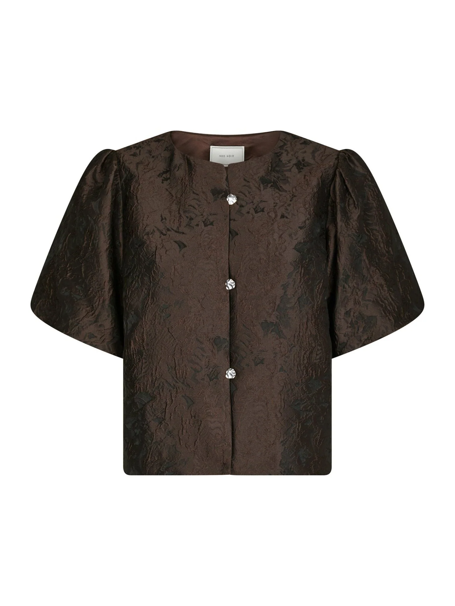 Aisa Brocade Blouse Dark Brown - Image 2
