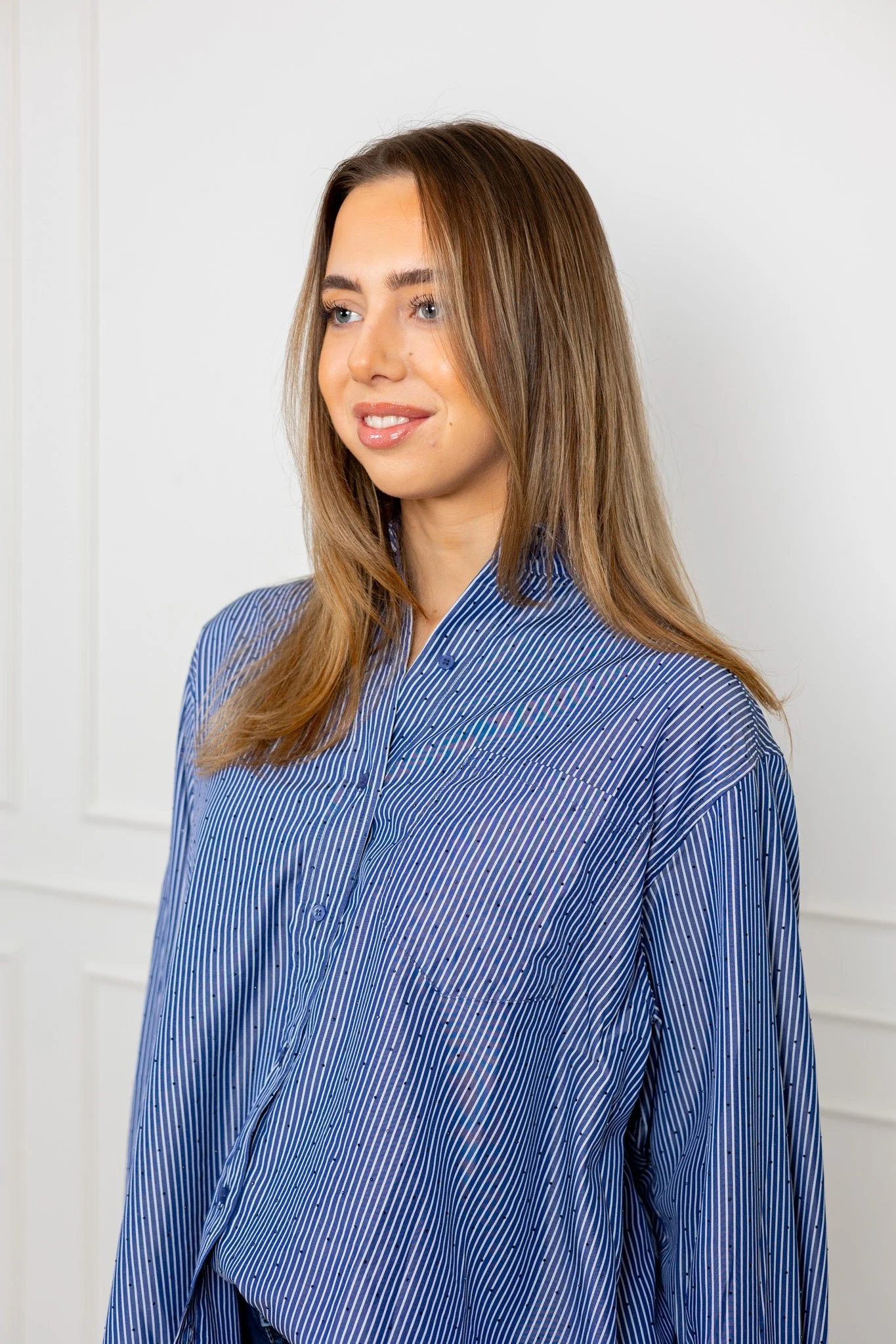Dalma B Stripe Stone Shirt Midnight Blue - Image 5