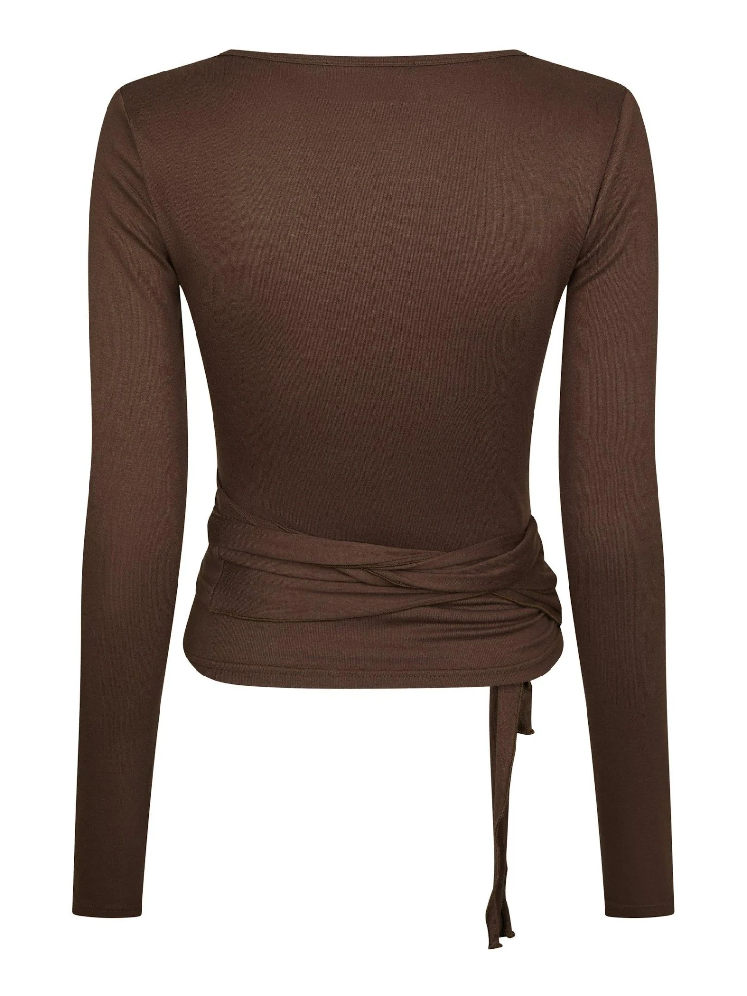 Nia Jersey Wrap Blouse Chocolate Brown - Image 7