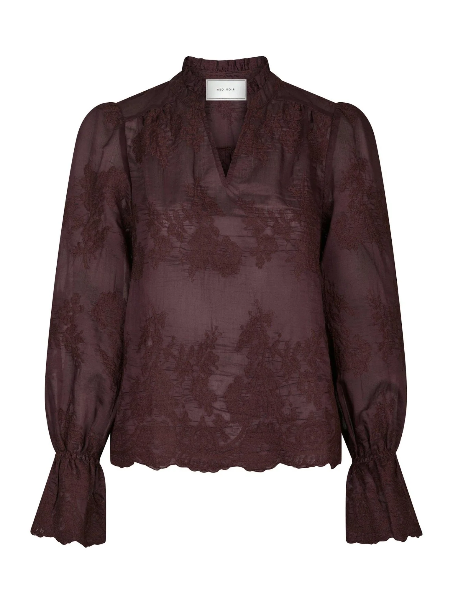 Amara Big Embroidery Blouse Burgundy - Image 2