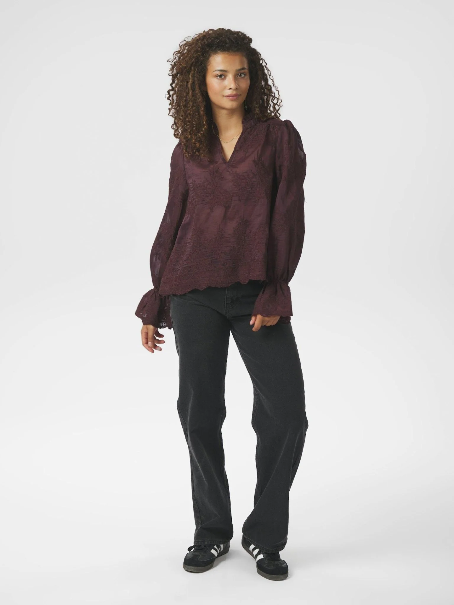 Amara Big Embroidery Blouse Burgundy - Image 5
