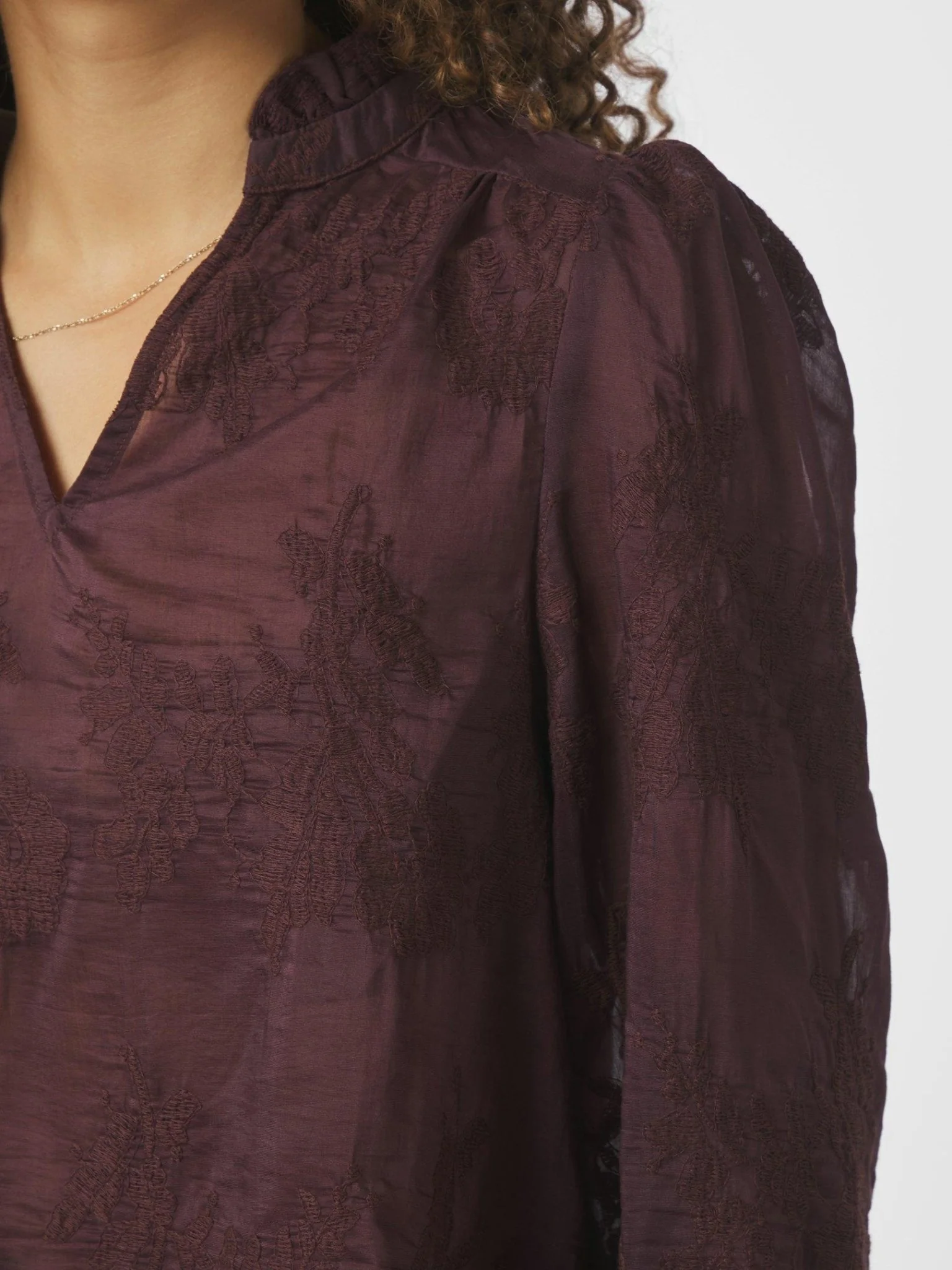 Amara Big Embroidery Blouse Burgundy - Image 6