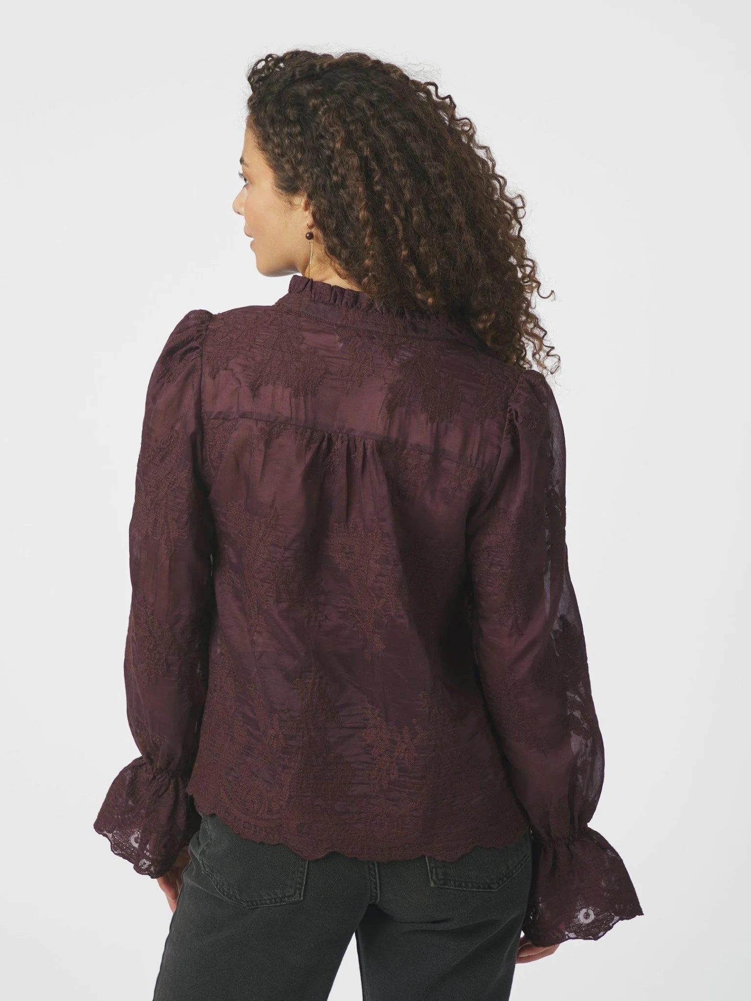 Amara Big Embroidery Blouse Burgundy - Image 7