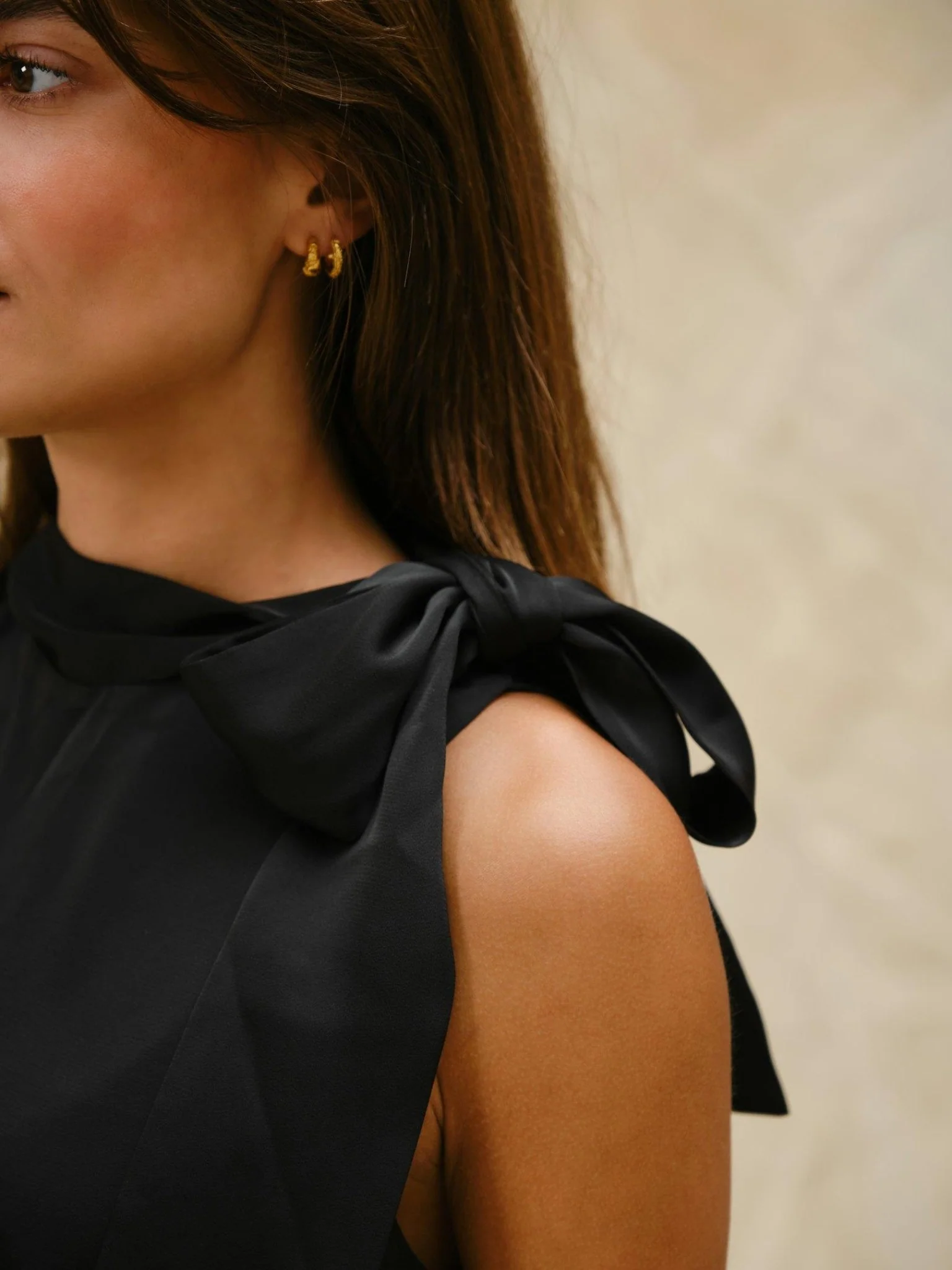 Veda Drapy Satin Top Black - Image 11