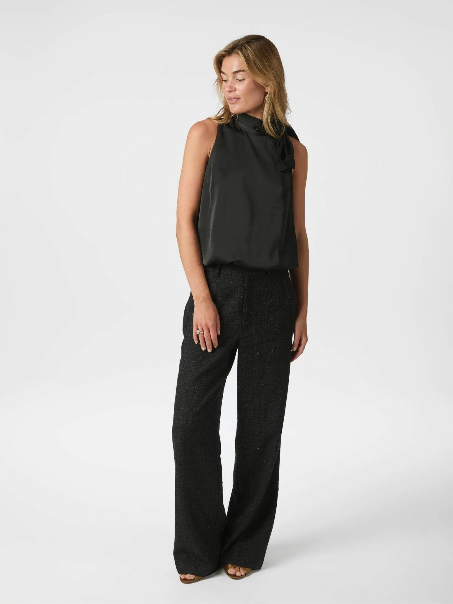 Veda Drapy Satin Top Black - Image 8