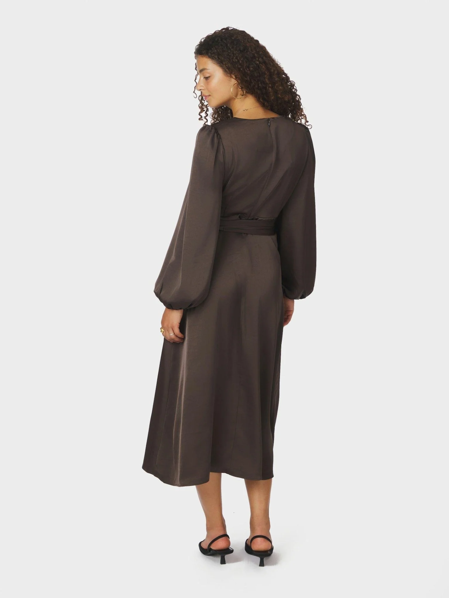 Rimini Heavy Sateen Dress Dark Brown - Image 6