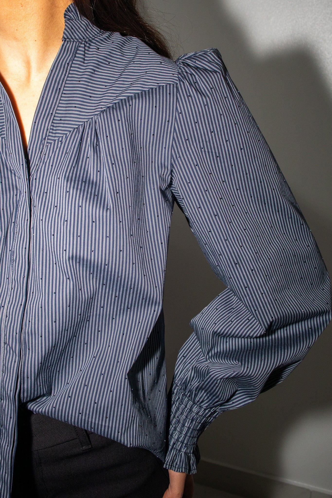 Astrida Stripe Stone Blouse Navy - Image 5