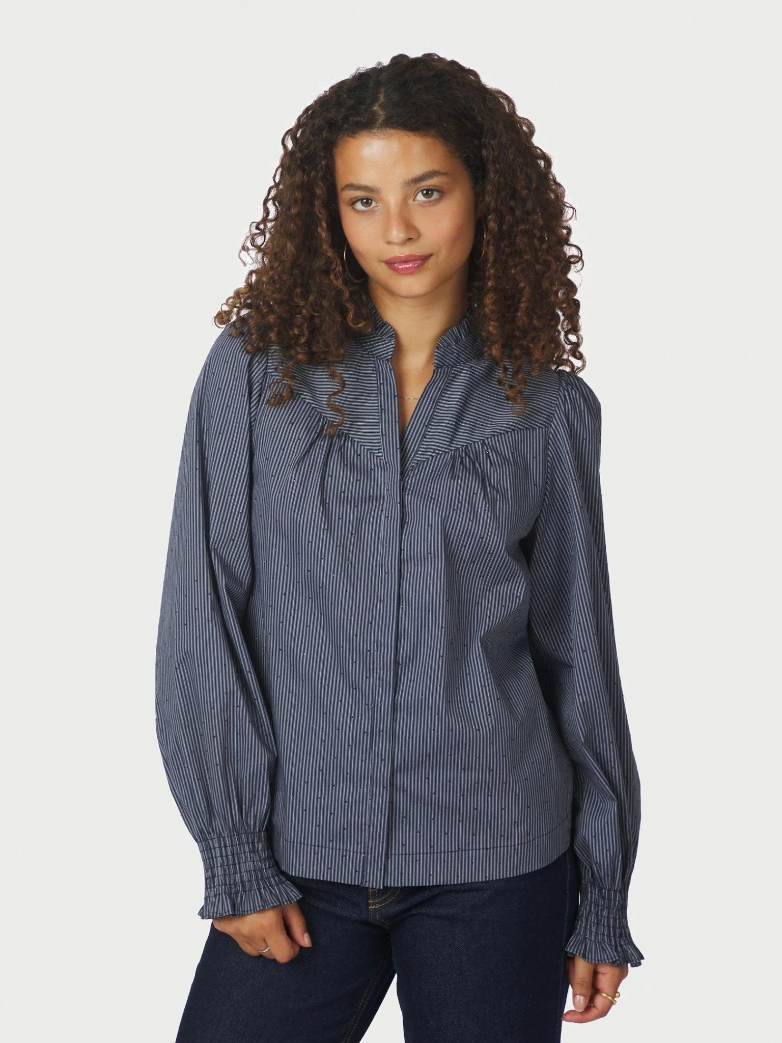 Astrida Stripe Stone Blouse Navy - Image 7
