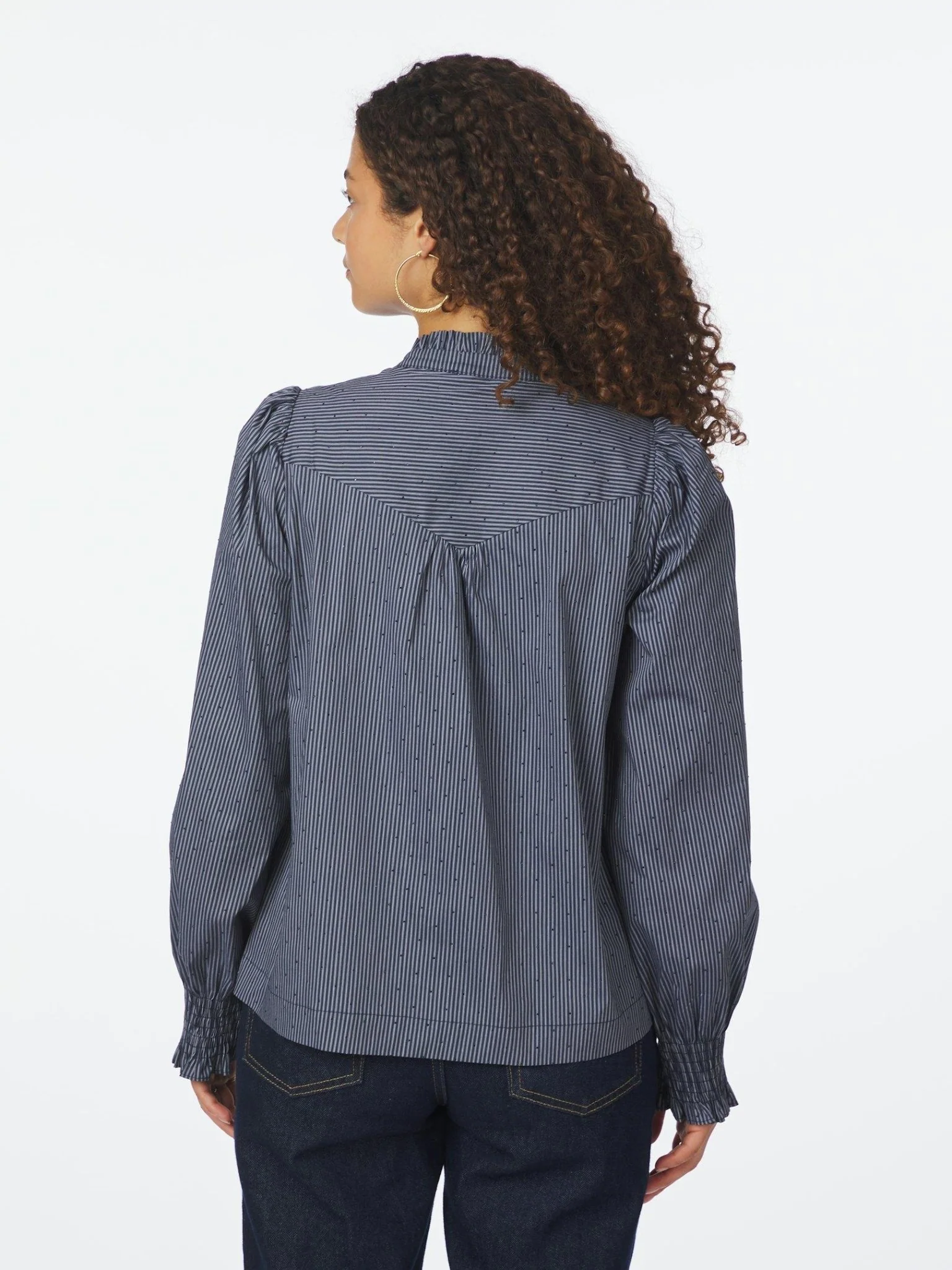 Astrida Stripe Stone Blouse Navy - Image 9
