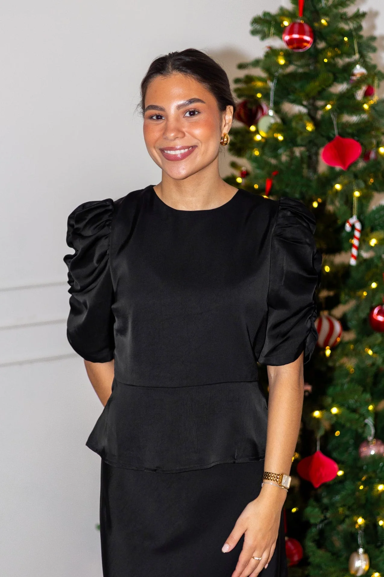 Benua Heavy Sateen Blouse Black - Image 2