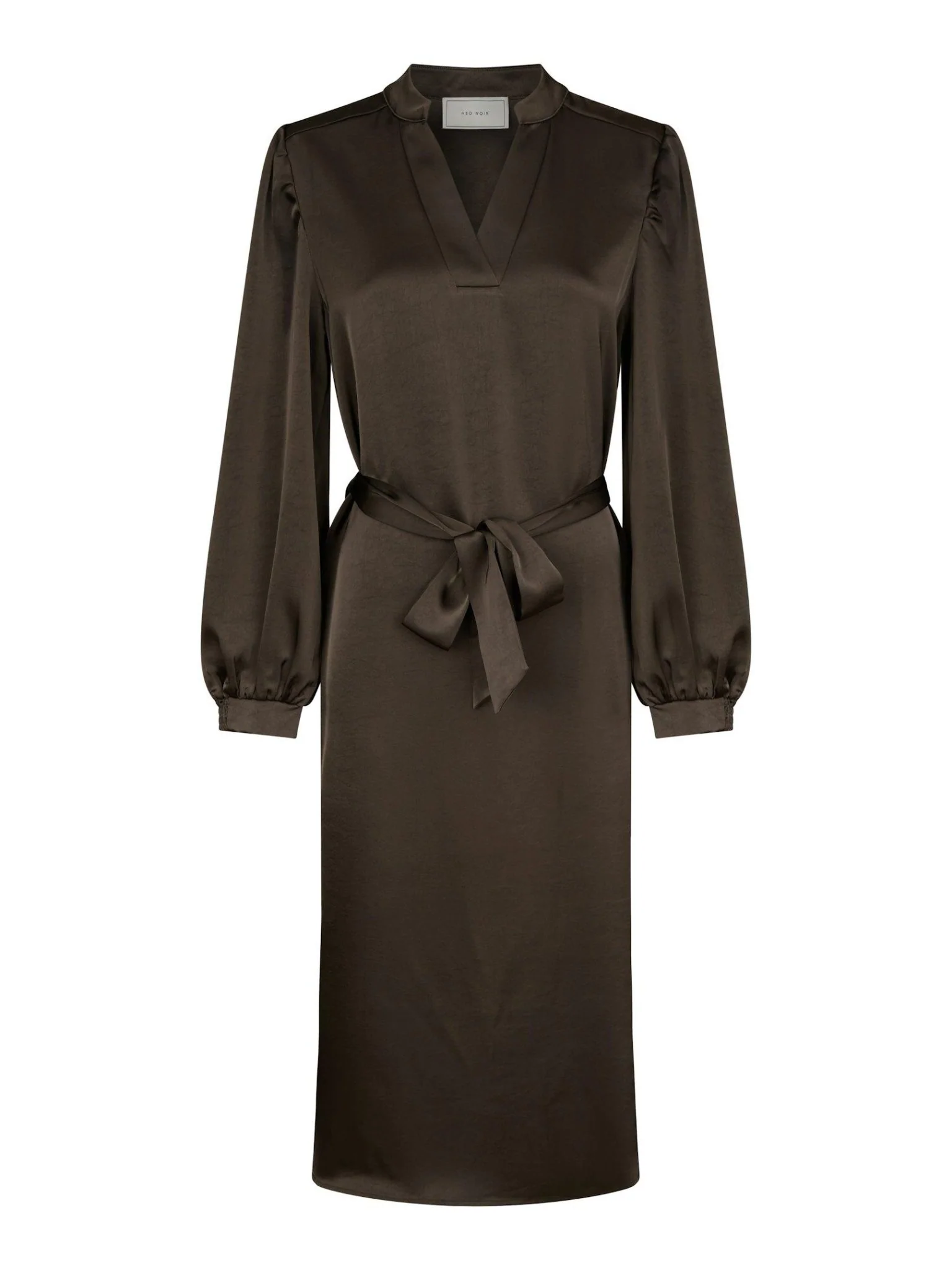 Rolana Heavy Sateen Dress Dark Brown - Image 2