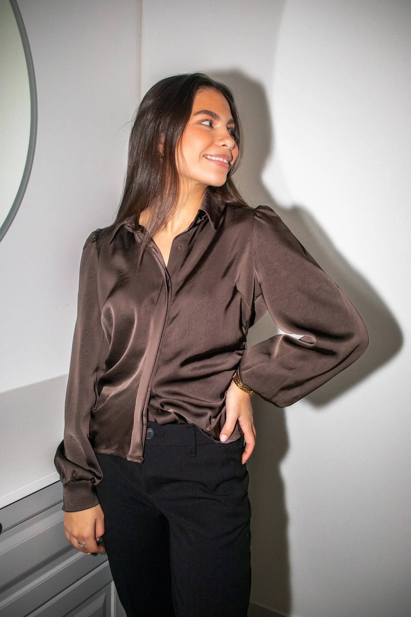 Fransala Heavy Sateen Shirt Dark Brown - Image 4