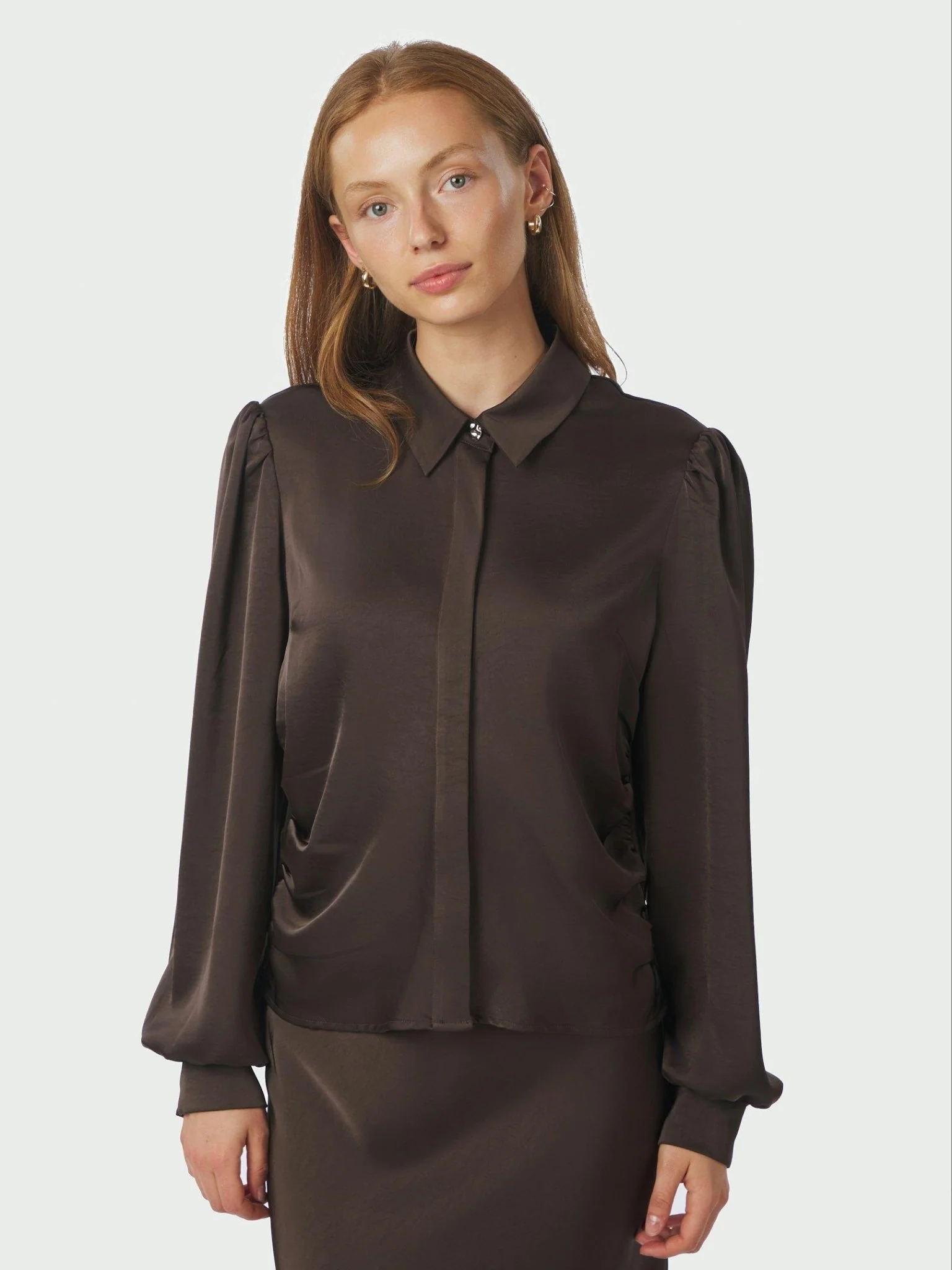 Fransala Heavy Sateen Shirt Dark Brown - Image 5