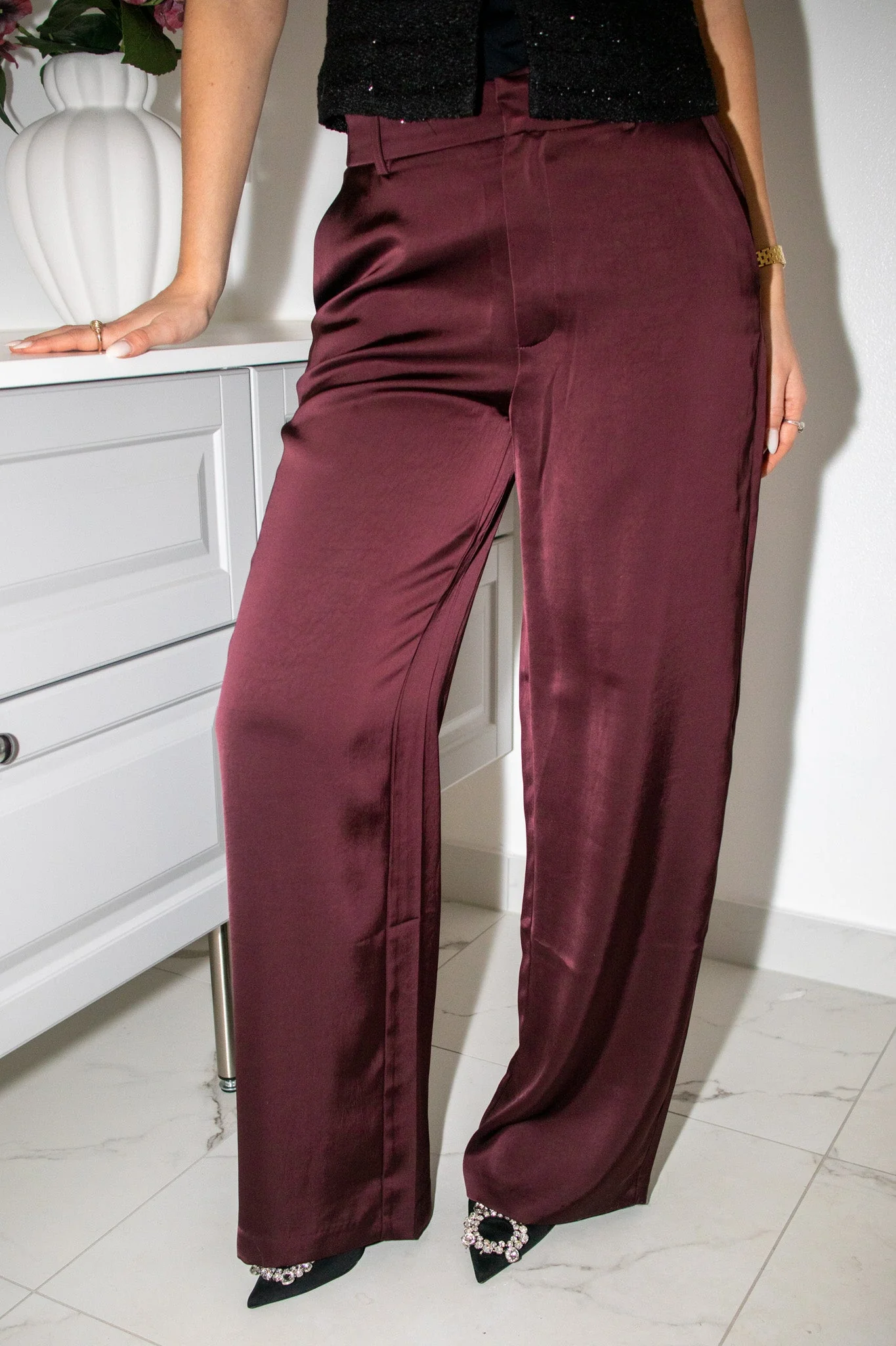Emmett Heavy Sateen Pants Burgundy - Image 3