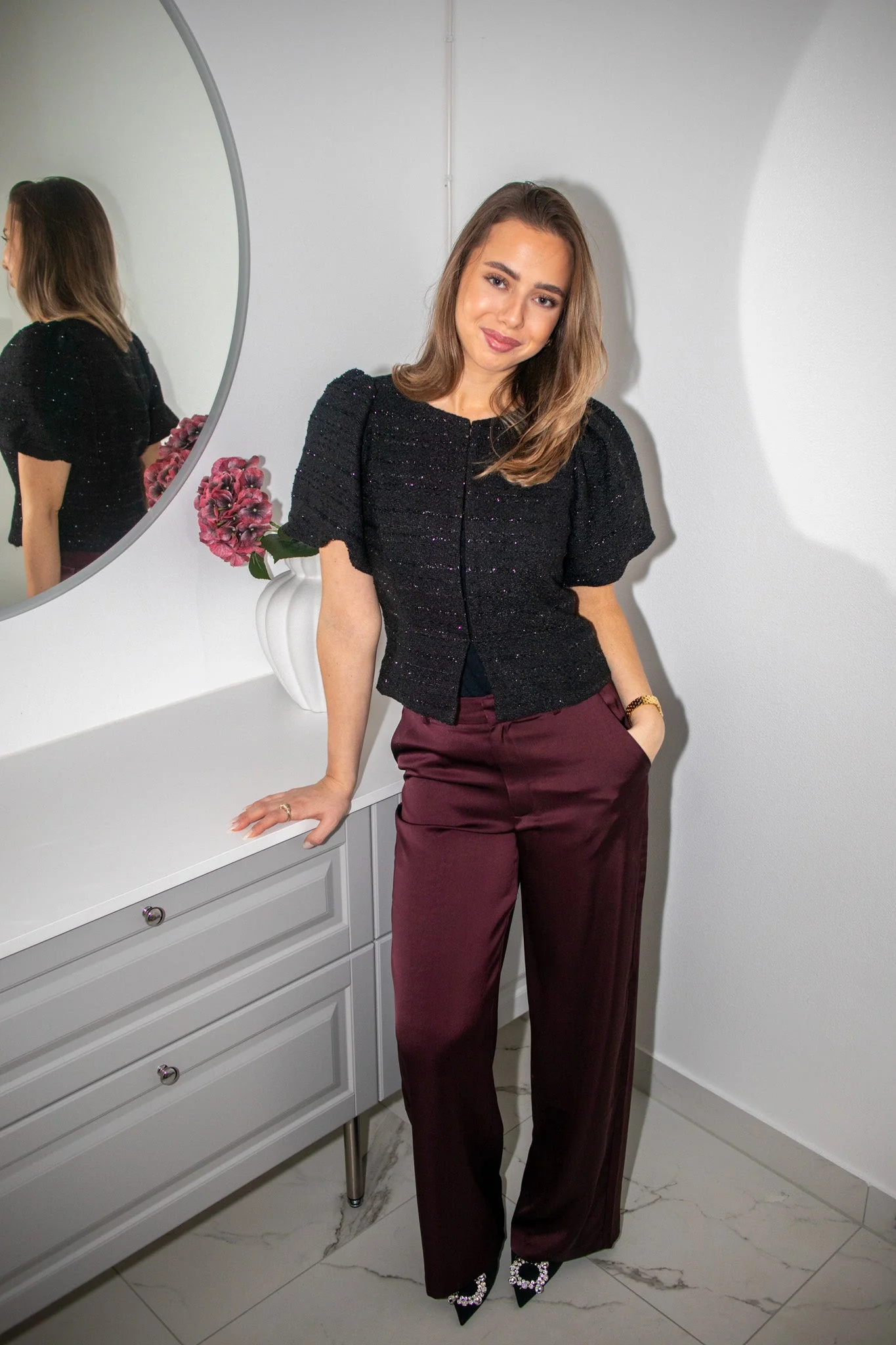 Emmett Heavy Sateen Pants Burgundy - Image 5