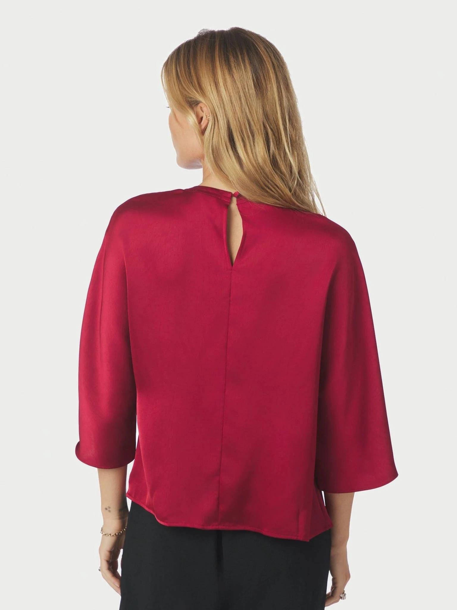 Liora Heavy Sateen Blouse Dark Red - Image 10