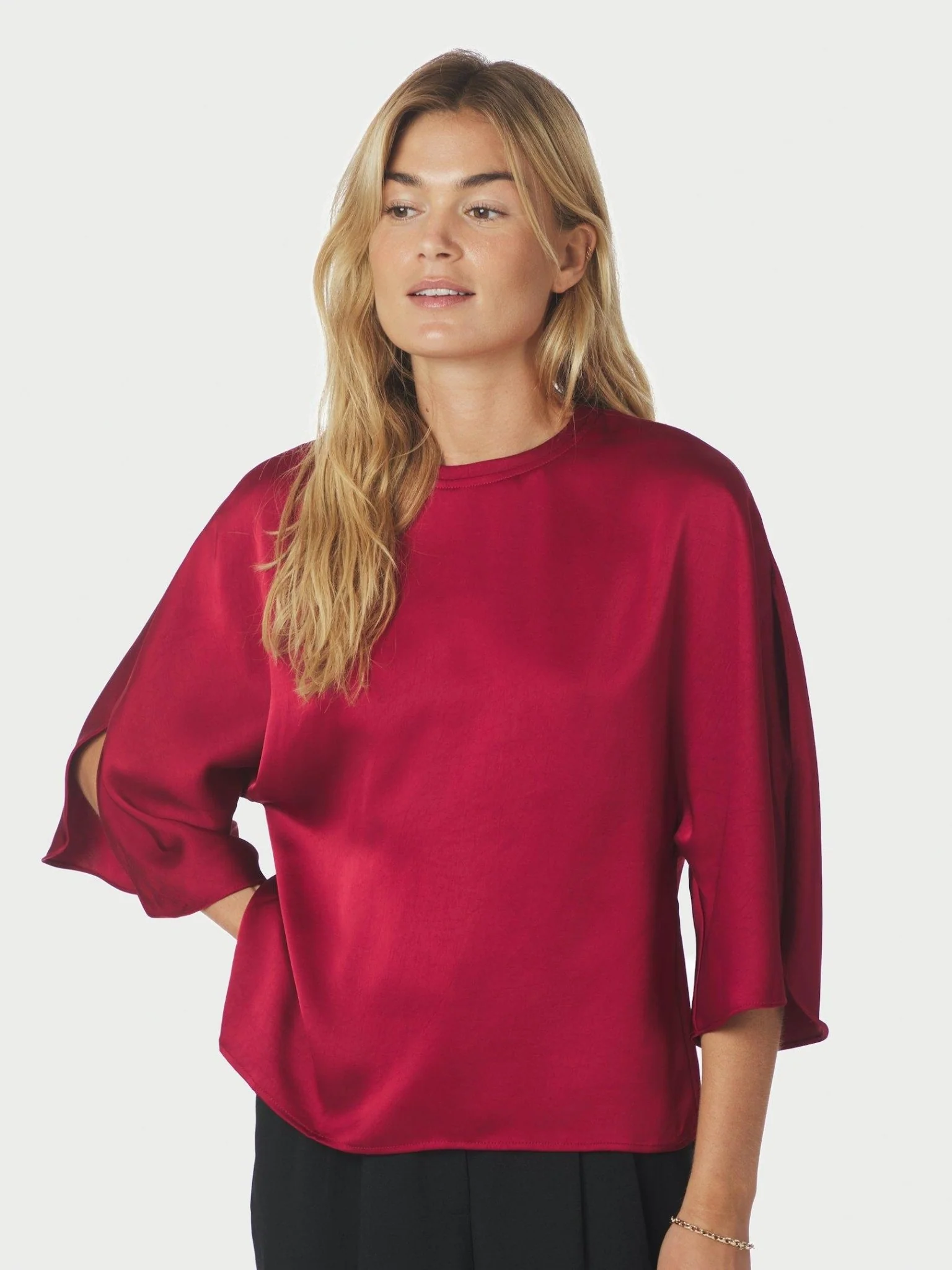 Liora Heavy Sateen Blouse Dark Red - Image 7