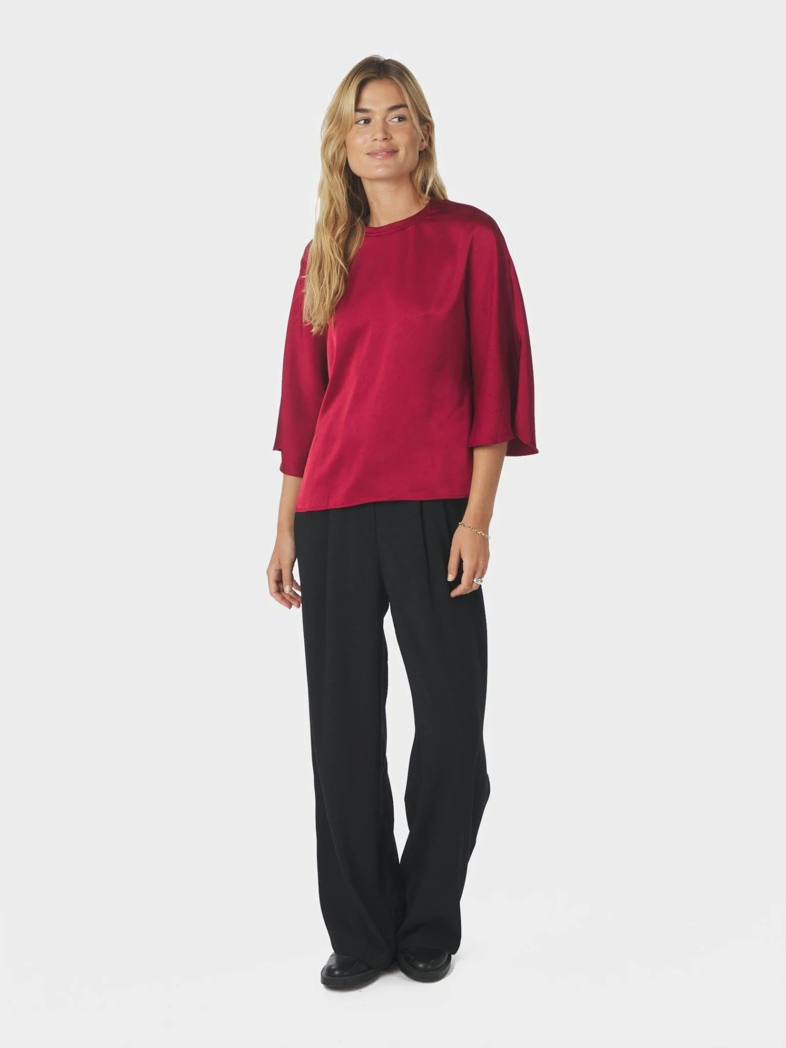 Liora Heavy Sateen Blouse Dark Red - Image 8