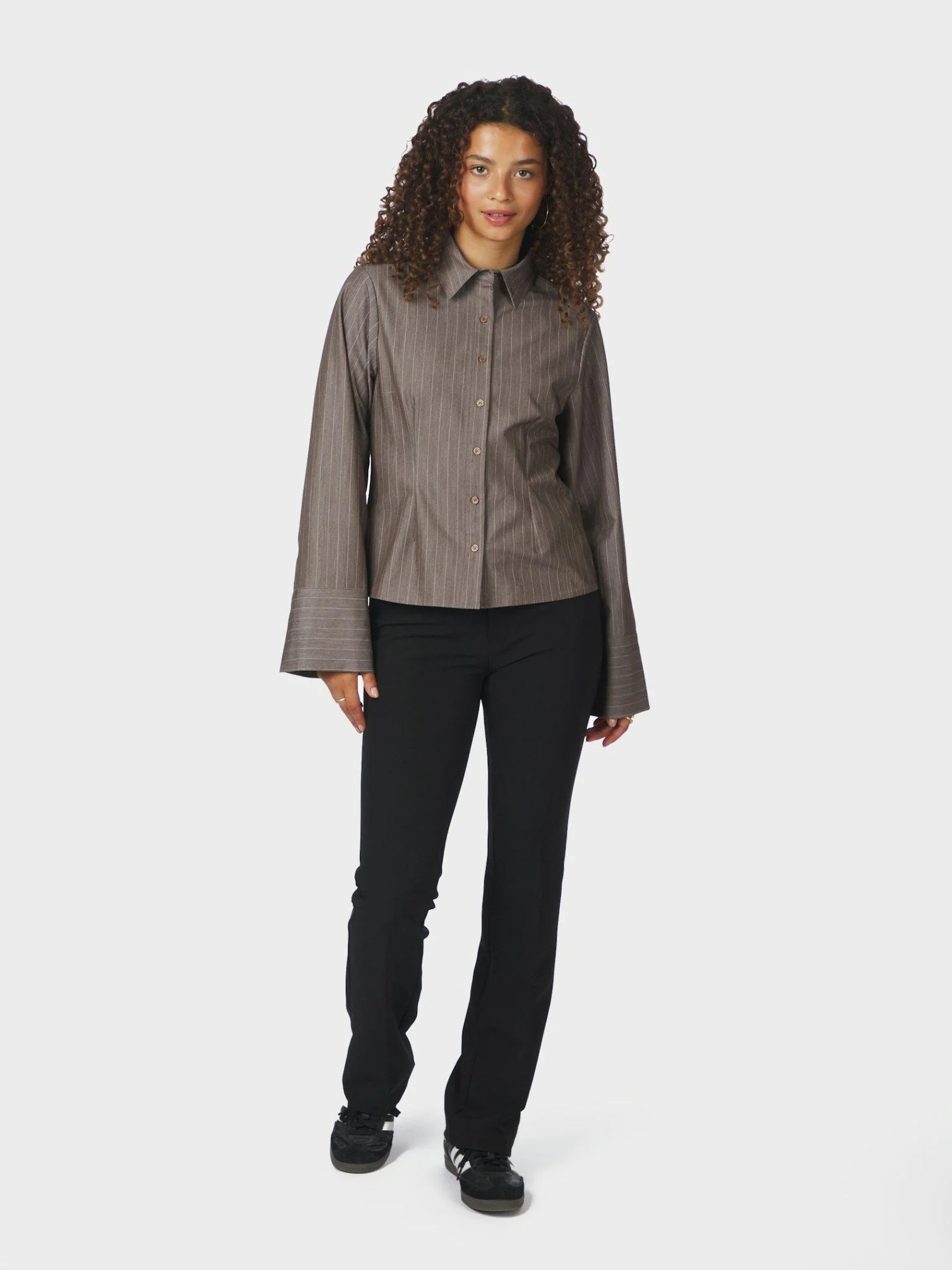 Rosa Pinstripe Melange Shirt Dusty Brown - Image 8
