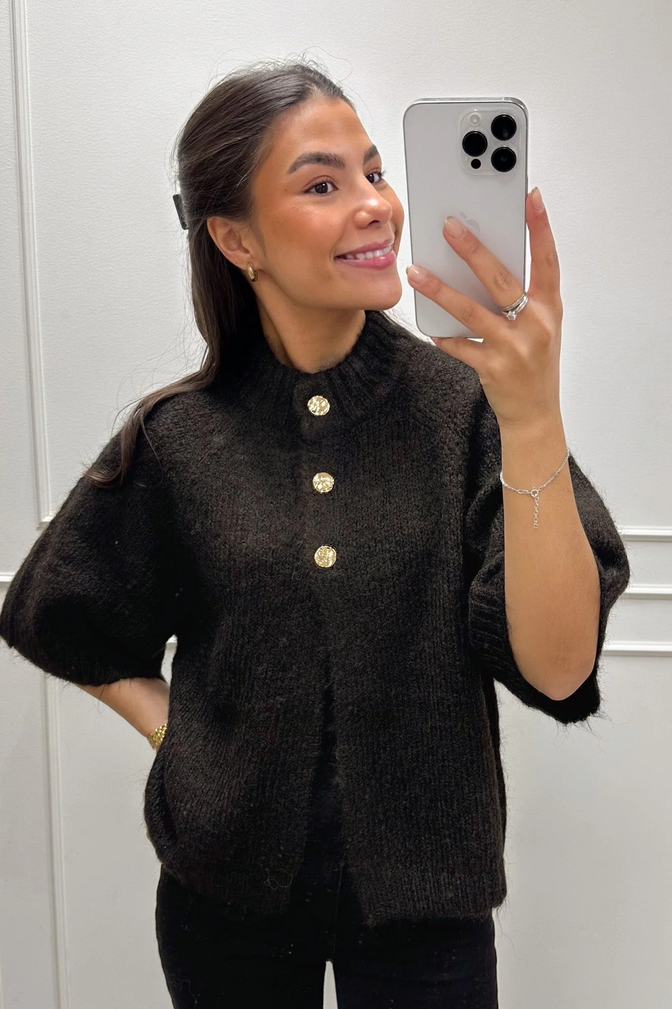 Benuta Fluffy Knit Cardigan Dark Brown - Image 2