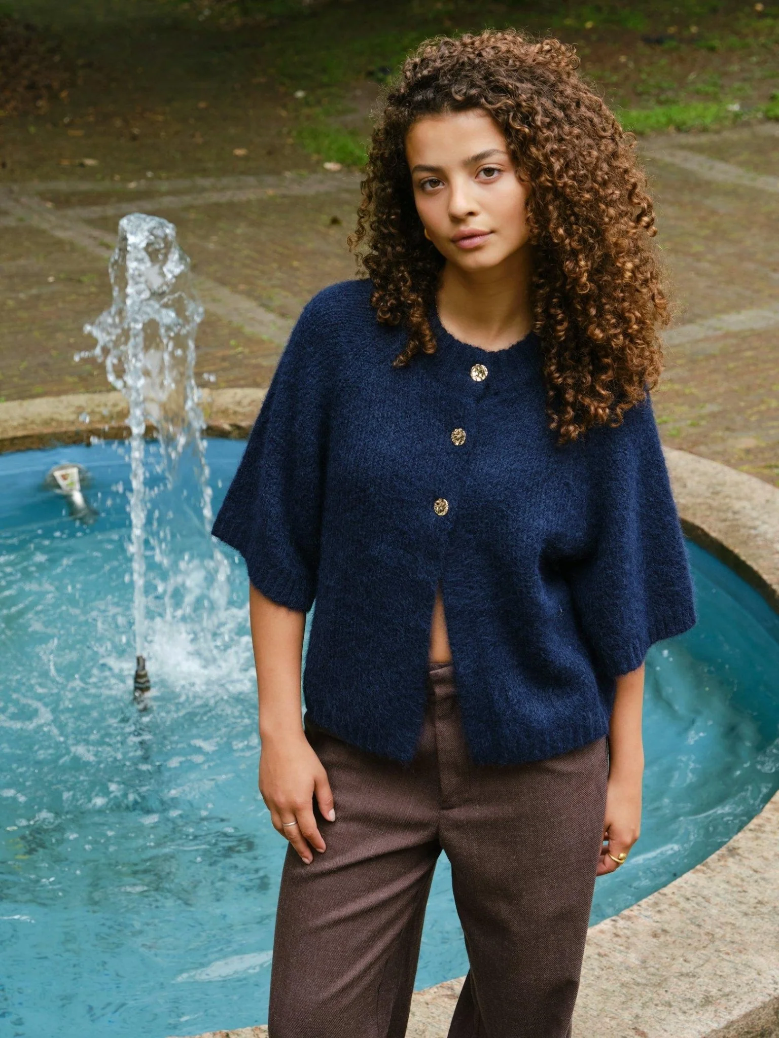 Benuta Fluffy Knit Cardigan Navy - Image 2
