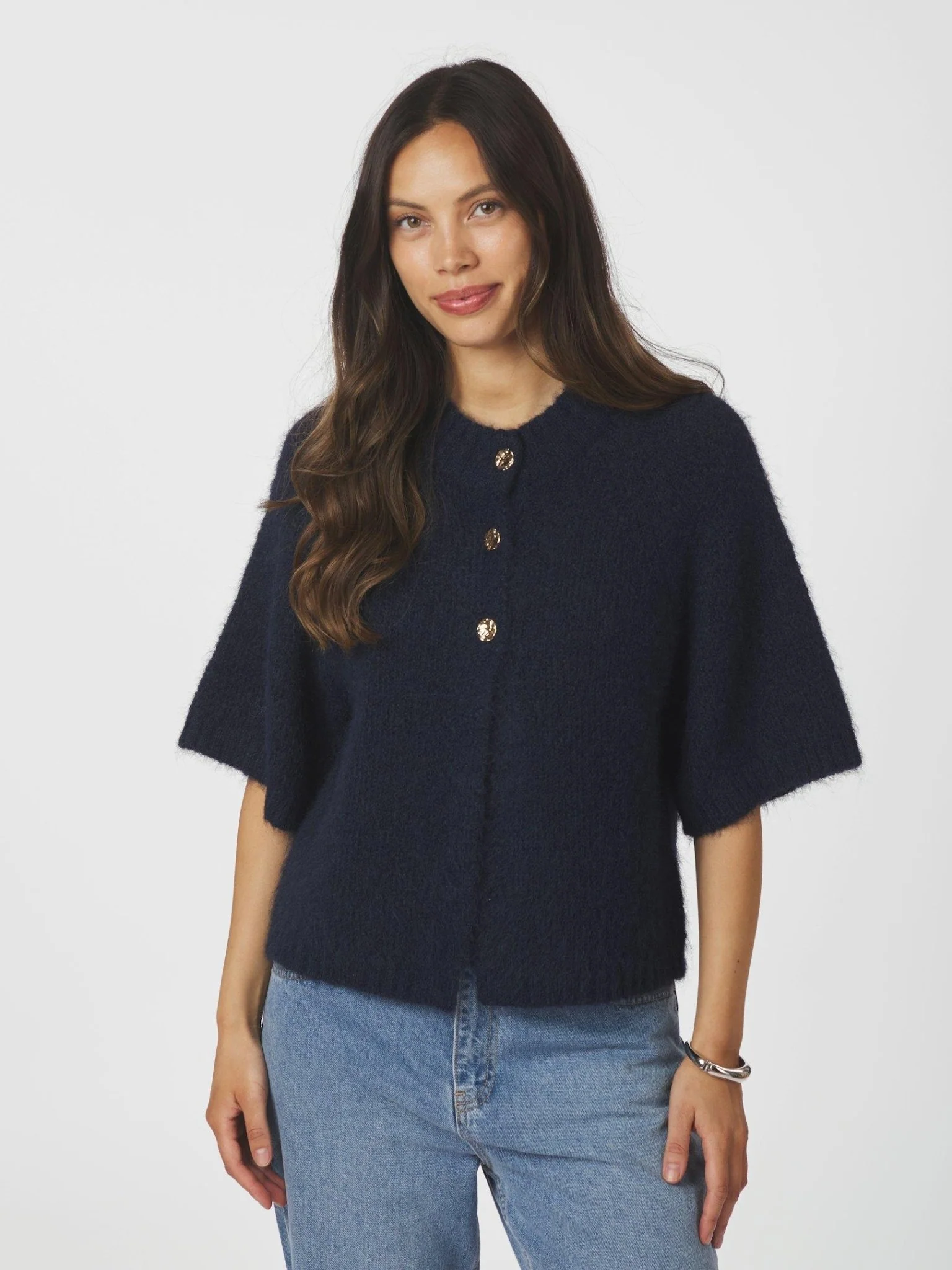 Benuta Fluffy Knit Cardigan Navy - Image 3