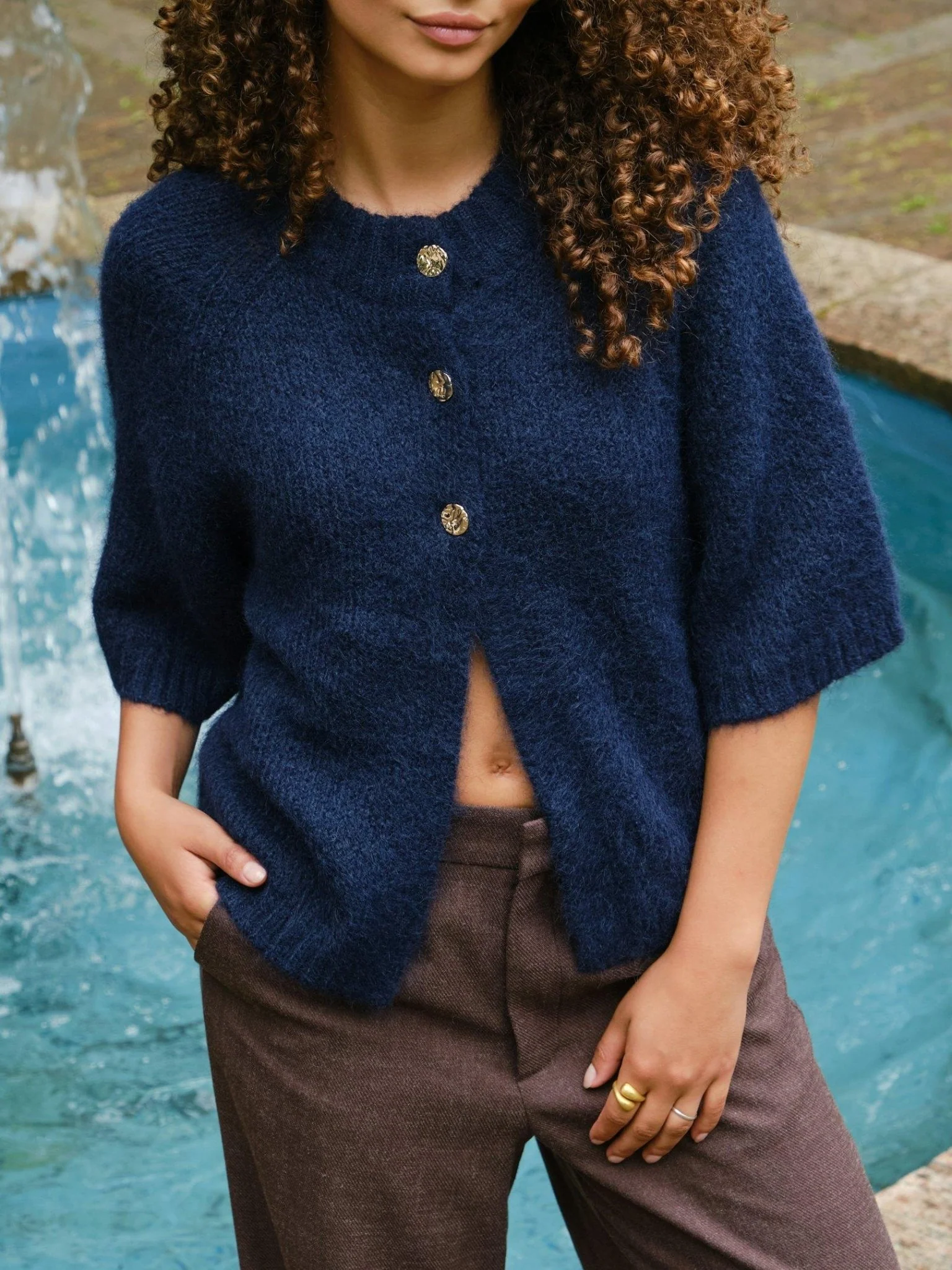 Benuta Fluffy Knit Cardigan Navy - Image 6