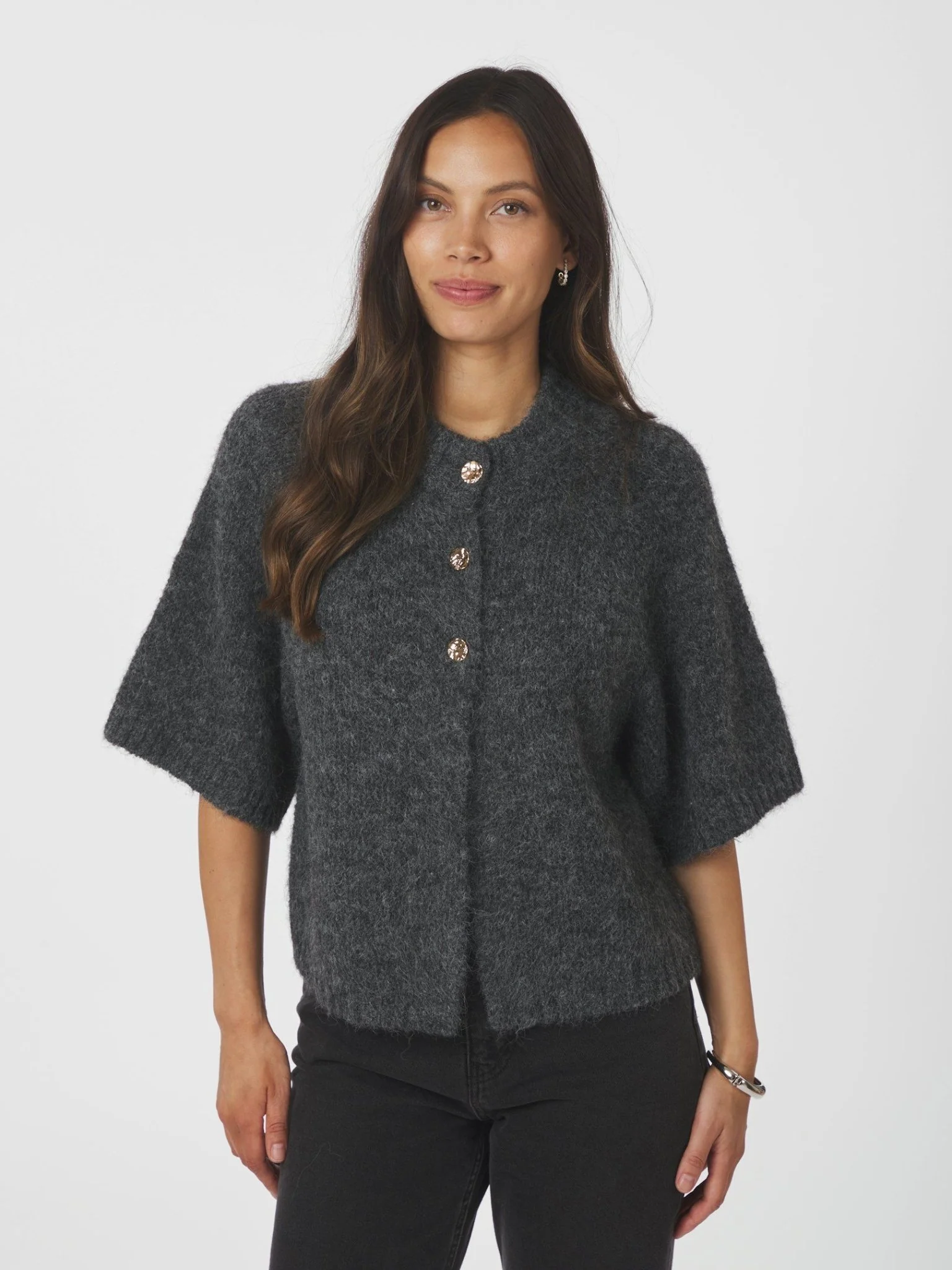 Benuta Fluffy Knit Cardigan Antracit Melange - Image 11