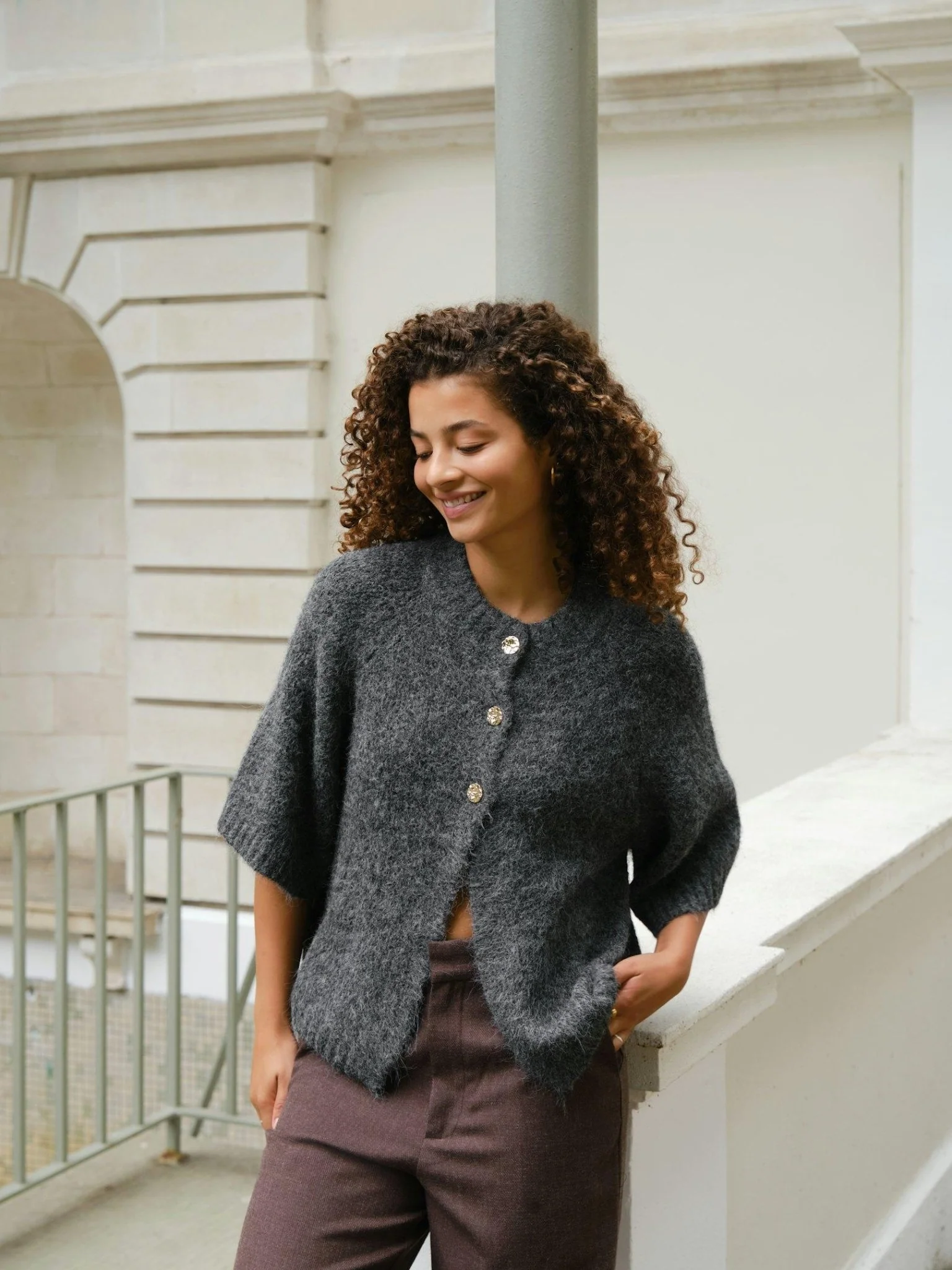 Benuta Fluffy Knit Cardigan Antracit Melange - Image 5