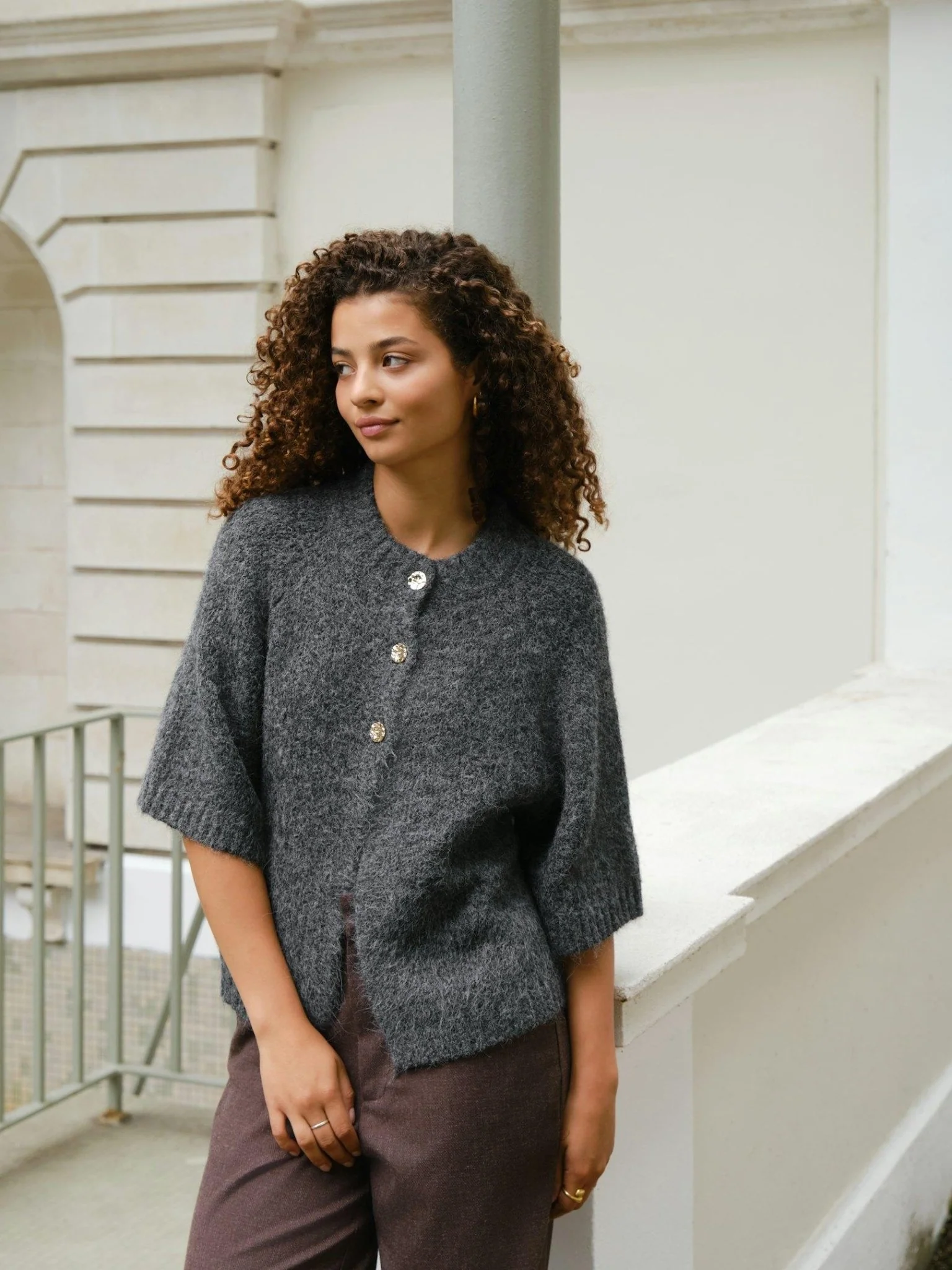 Benuta Fluffy Knit Cardigan Antracit Melange - Image 6