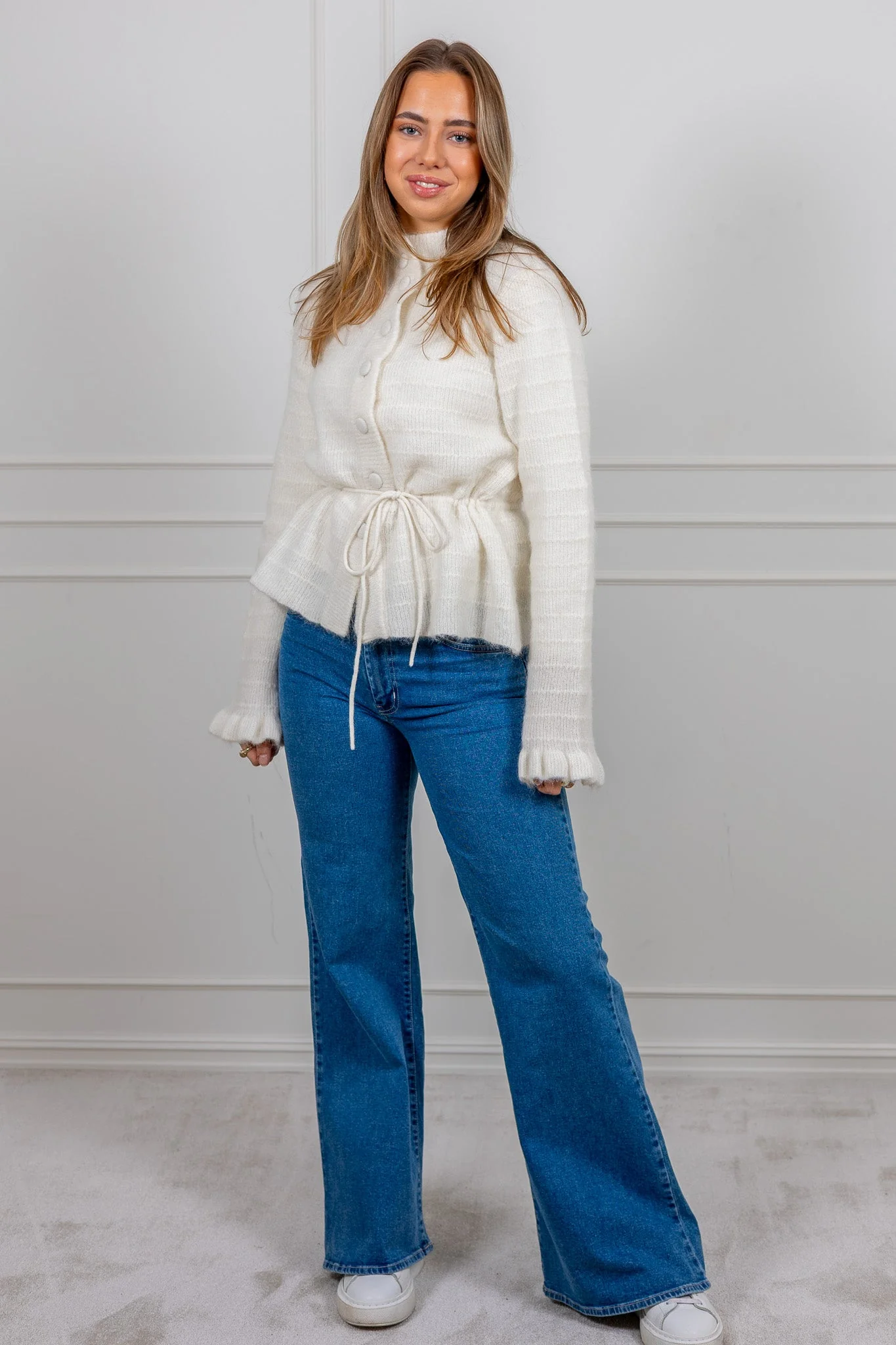 Thellis Ls Knit Cardigan Star White - Image 5