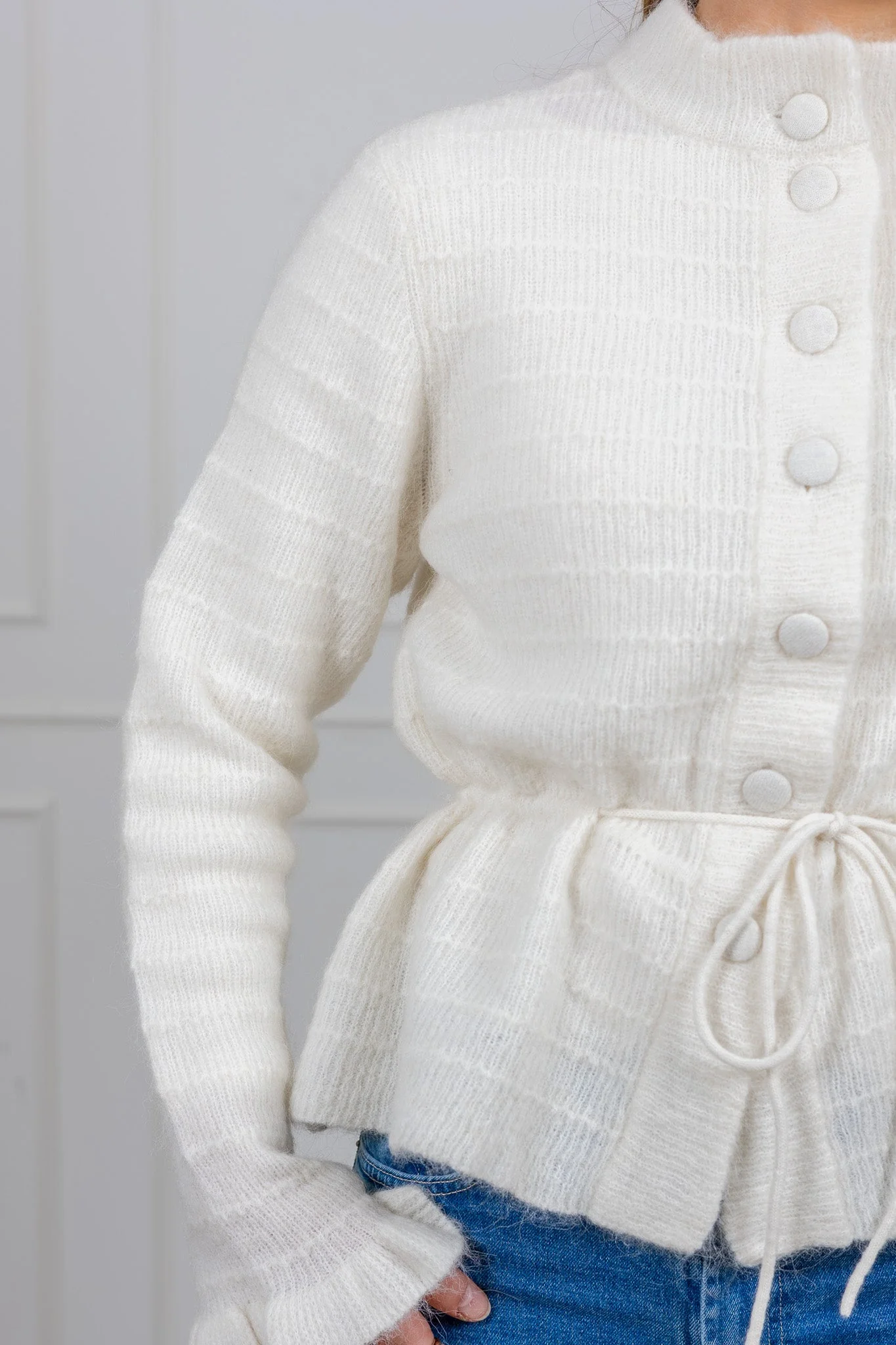 Thellis Ls Knit Cardigan Star White - Image 6