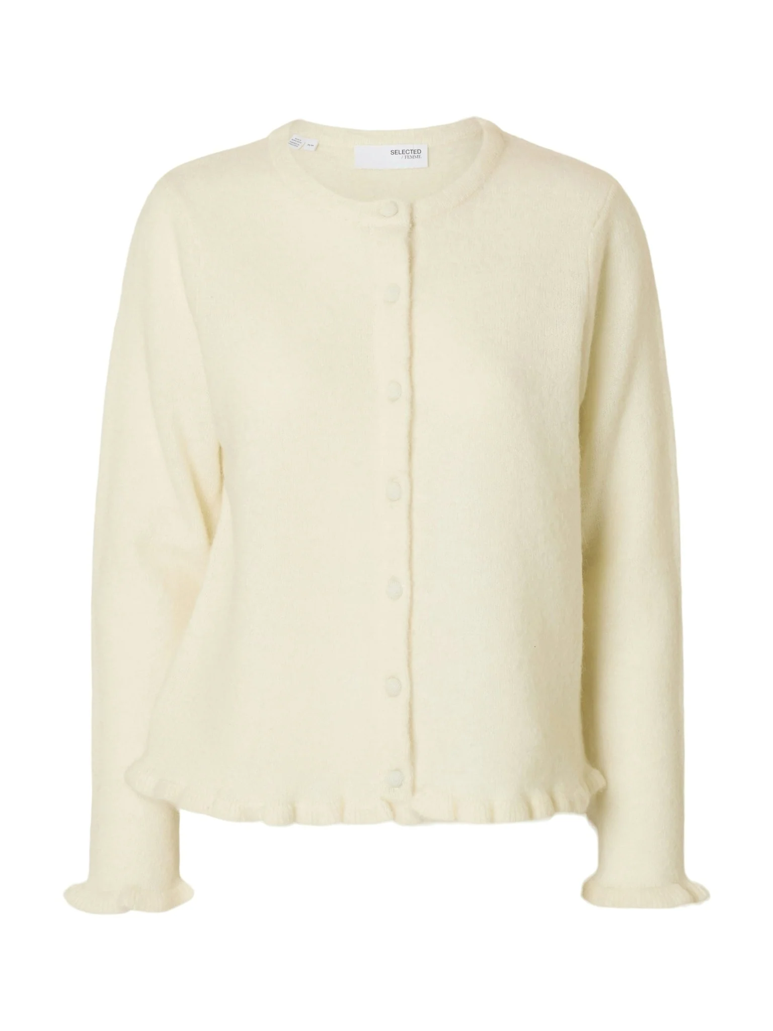 Lulu Frill Ls Knit Cardigan Snow White Melange - Image 2