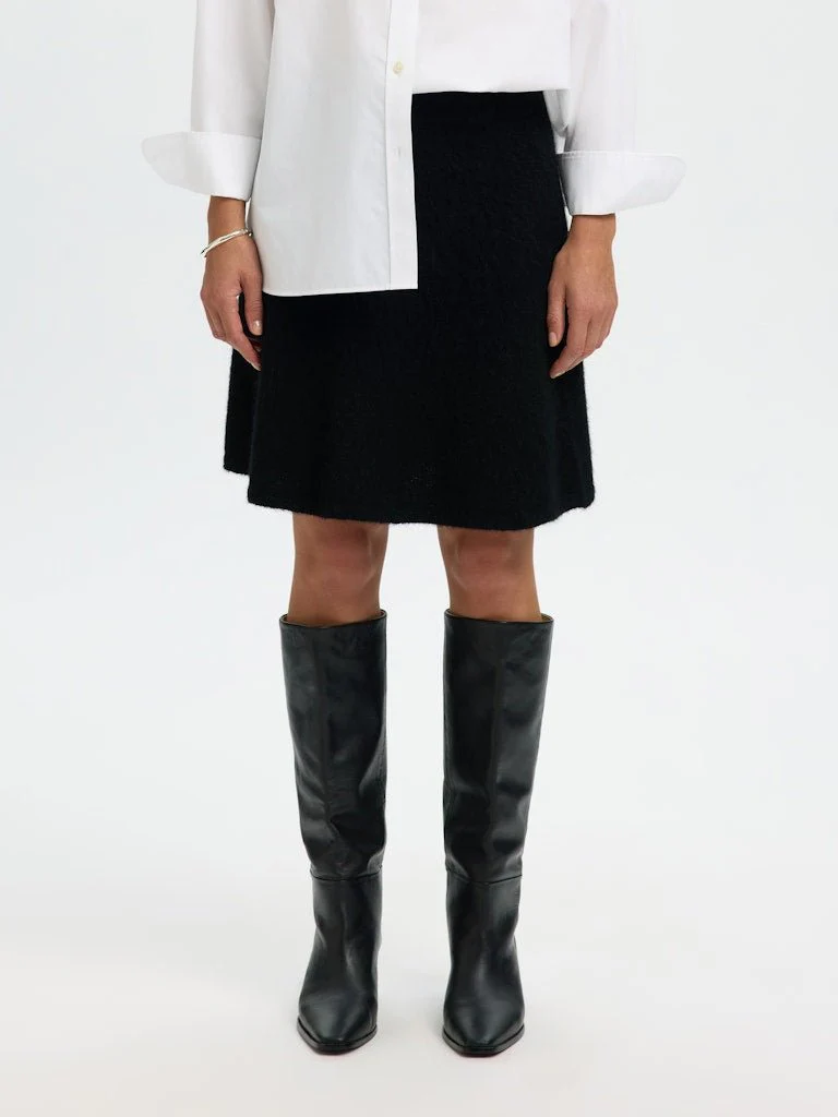 Lulu Brushed Hw Knit Skirt Black - Image 7