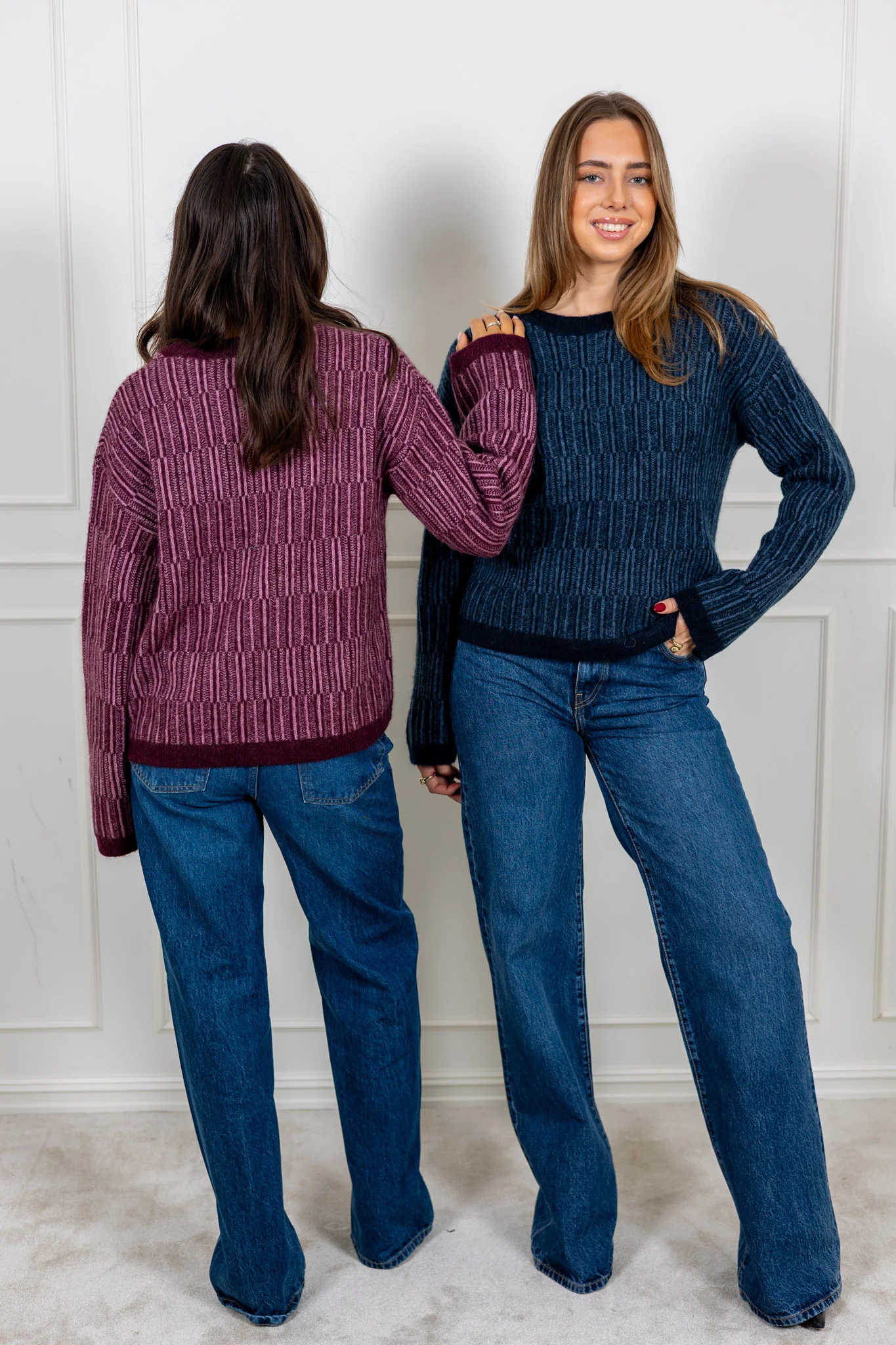 Alva Ls Knit Stripe O-Neck Fig Ligther Fig - Image 5