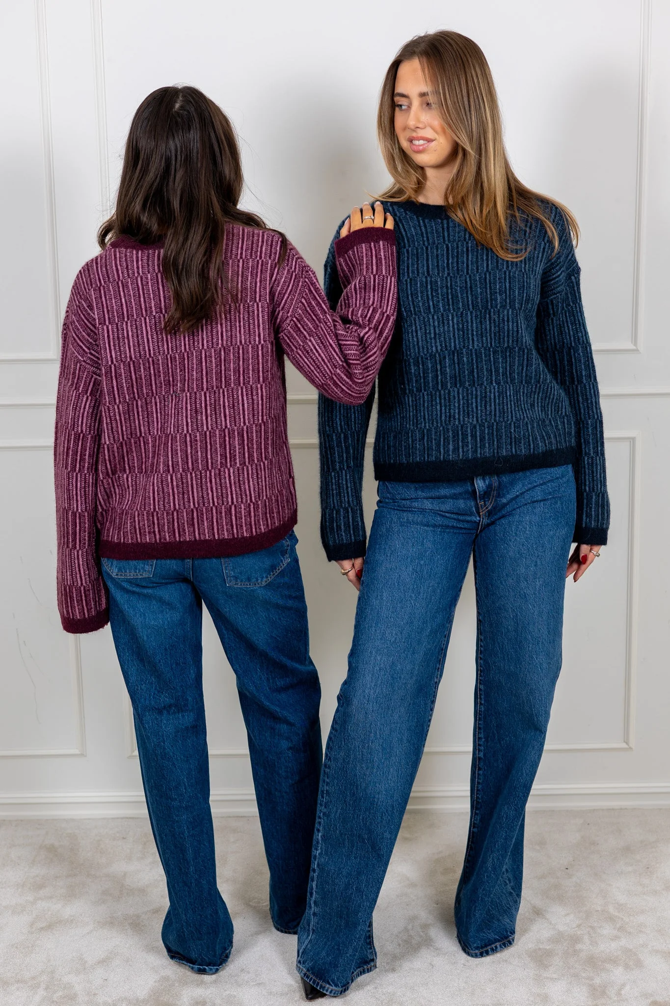 Alva Ls Knit Stripe O-Neck Dark Sapphire Key Largo - Image 5