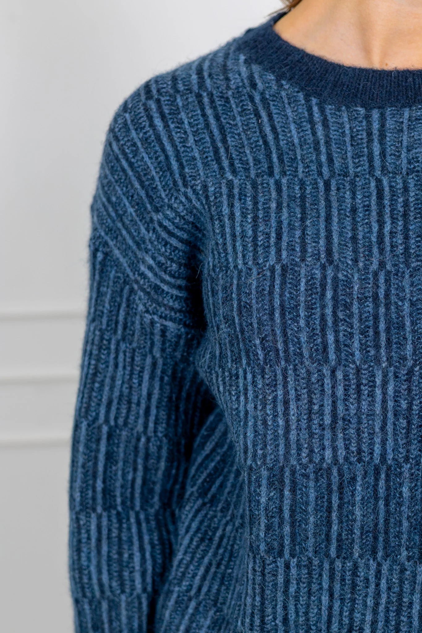 Alva Ls Knit Stripe O-Neck Dark Sapphire Key Largo - Image 7