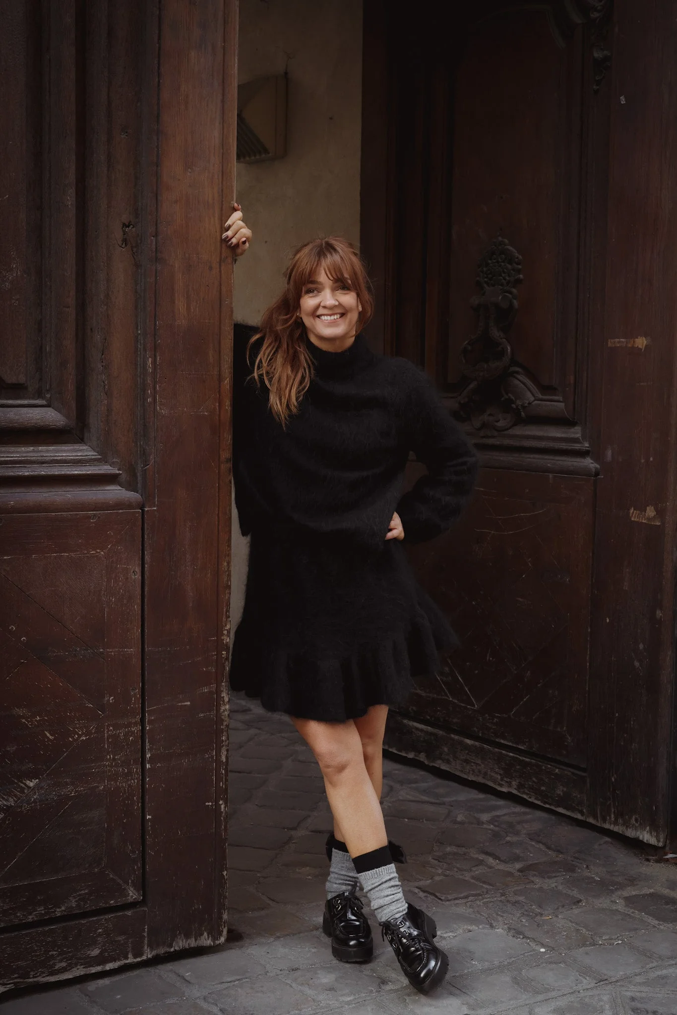 Knit Frill Skirt Black - Image 4