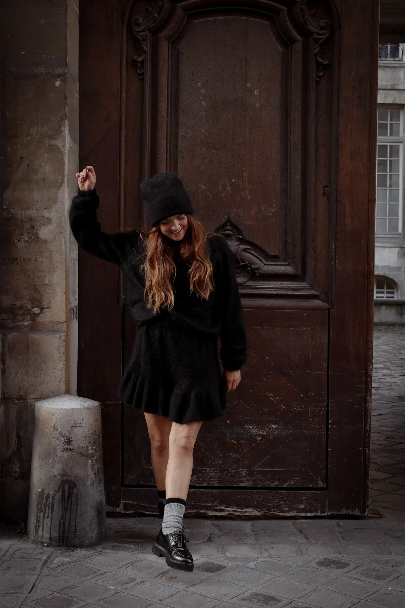 Knit Frill Skirt Black - Image 9