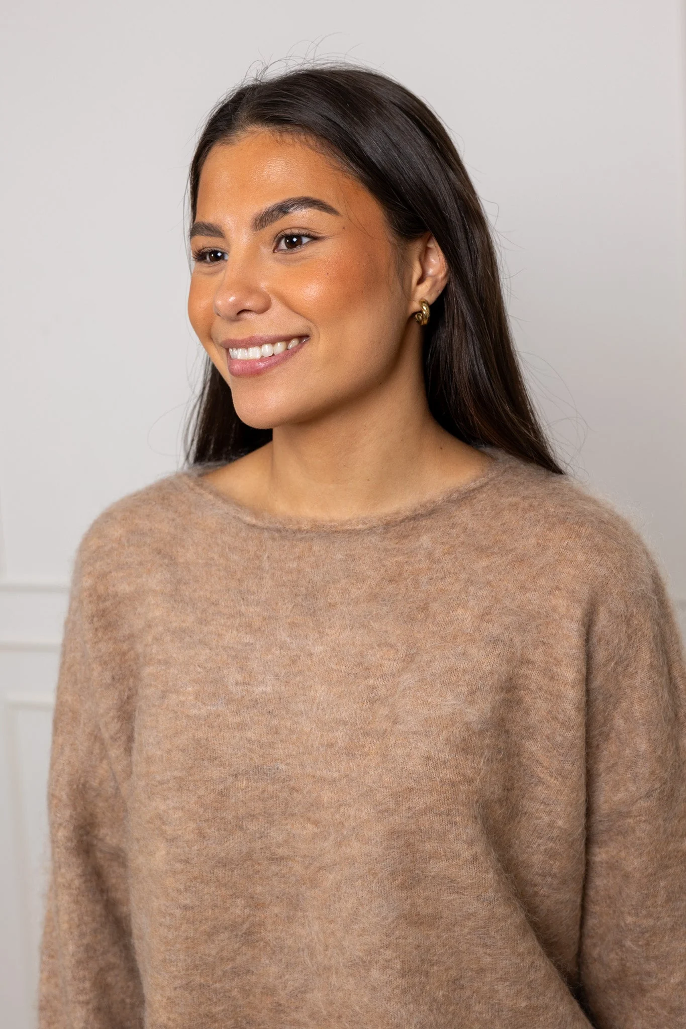 Boxy Sweater Beige Melange - Image 4
