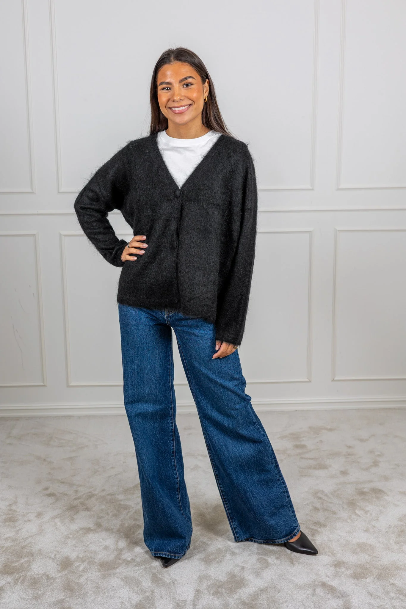 Boxy Cardi Sweater Black - Image 6