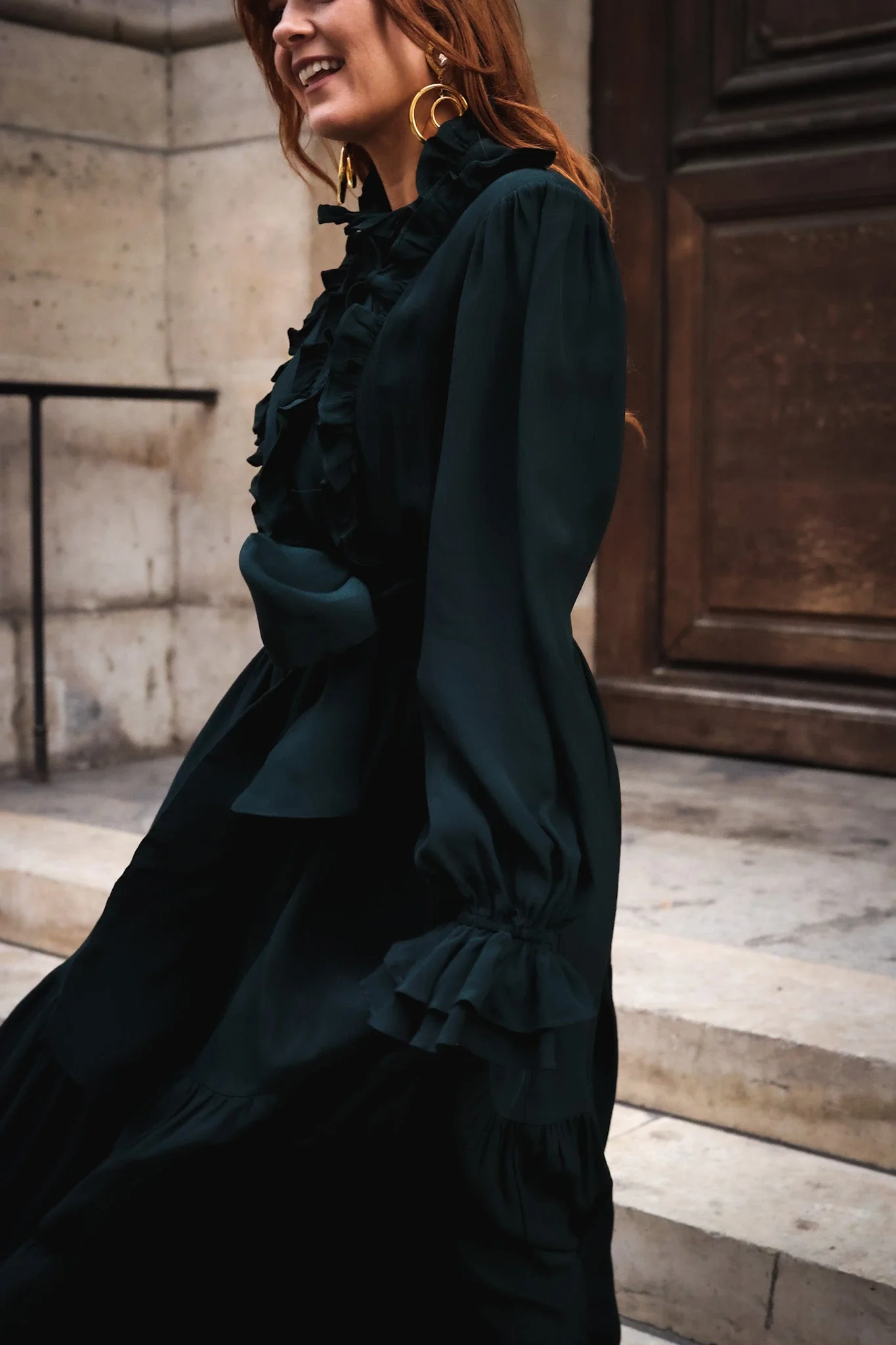 Wow Party Frill Dress Dark Green - Image 9