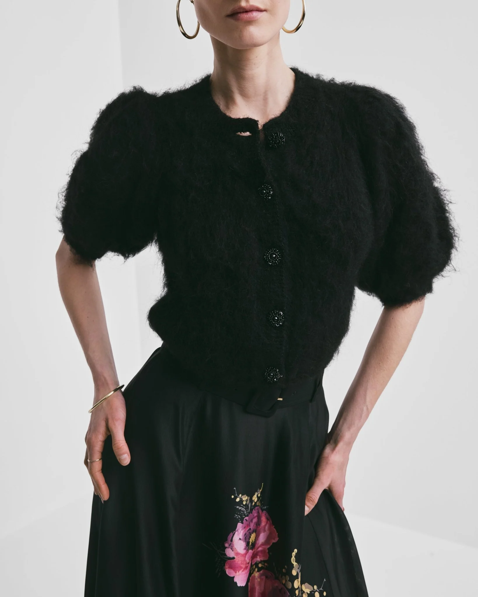 Hairy Knit Puffed Jacket Black - Image 3