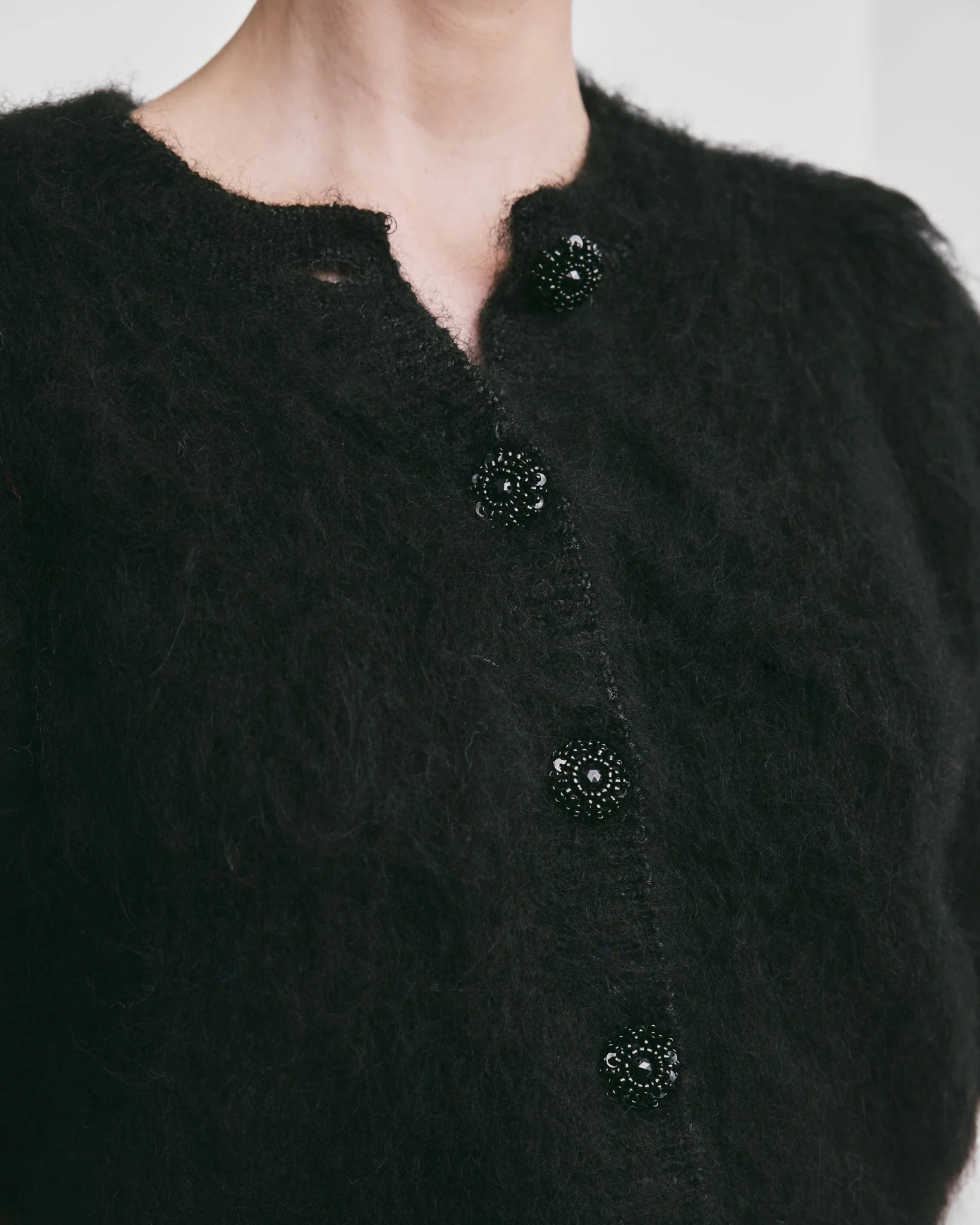 Hairy Knit Puffed Jacket Black - Image 6